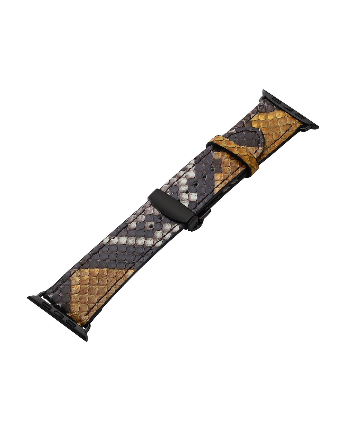 Gray-Yellow Python Leather Apple Watch Strap