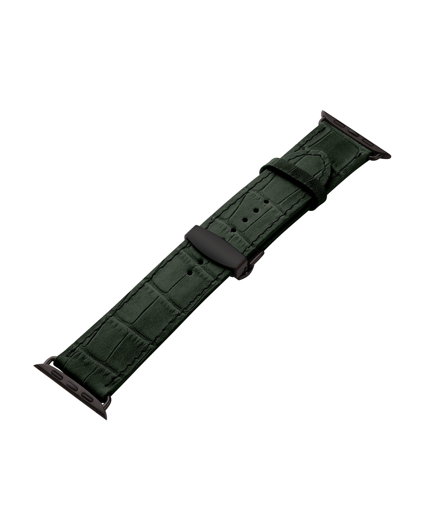 Ремінець Apple Watch із телячої шкіри темно-зеленого кольору з тисненням крокодила