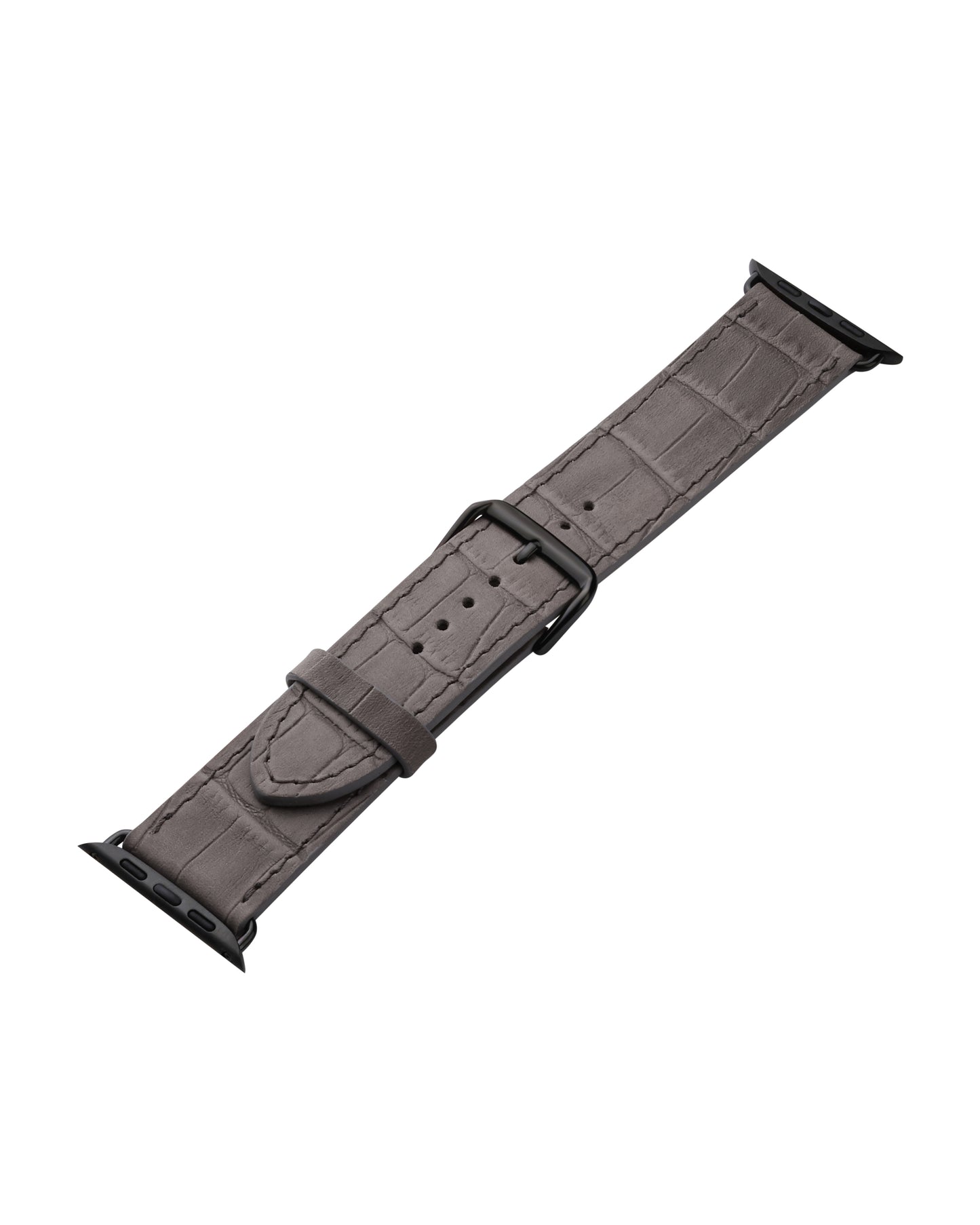 Ремінець Apple Watch із сірої телячої шкіри з тисненням крокодила
