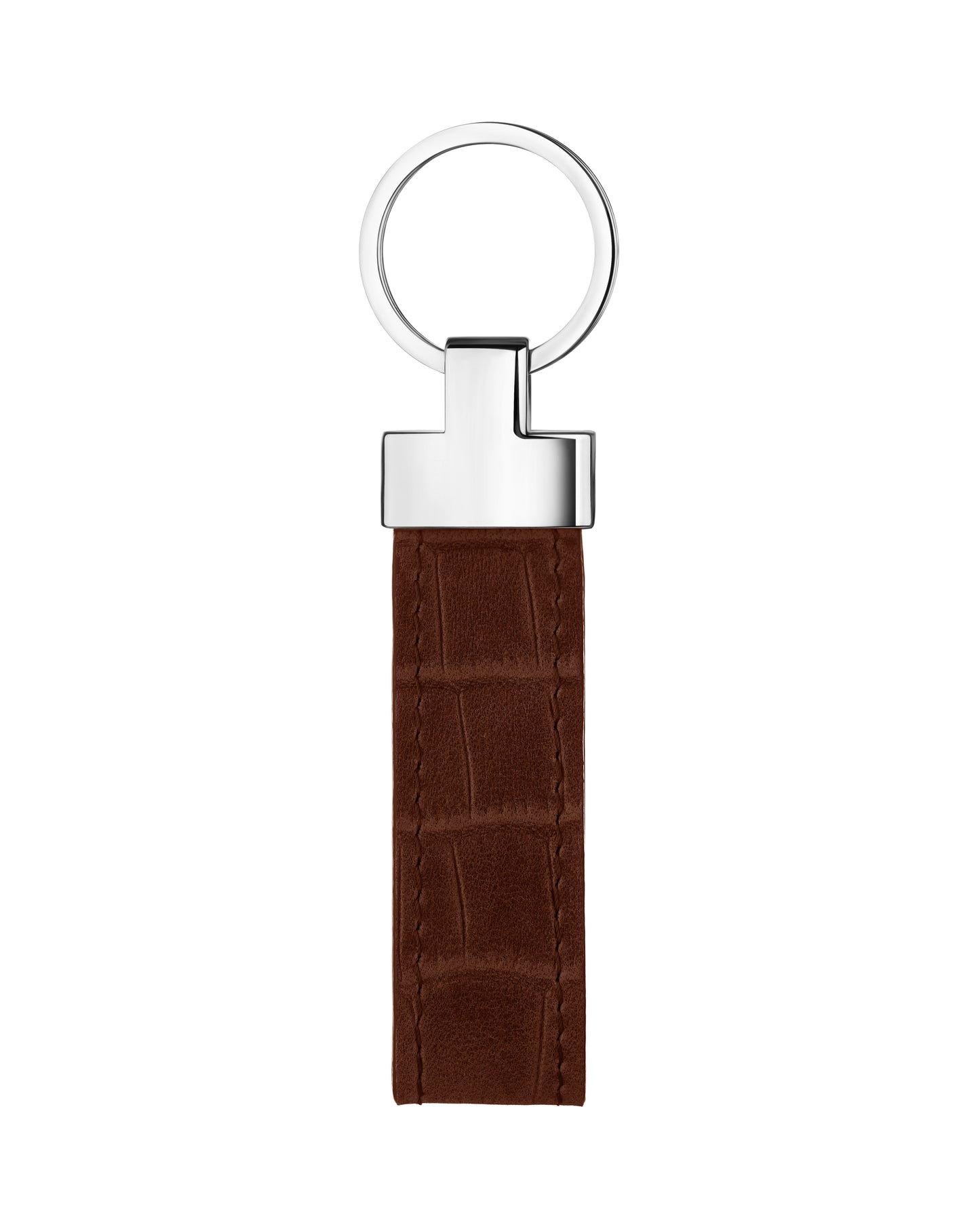 Ginger Crocodile-Embossed Leather Keychain