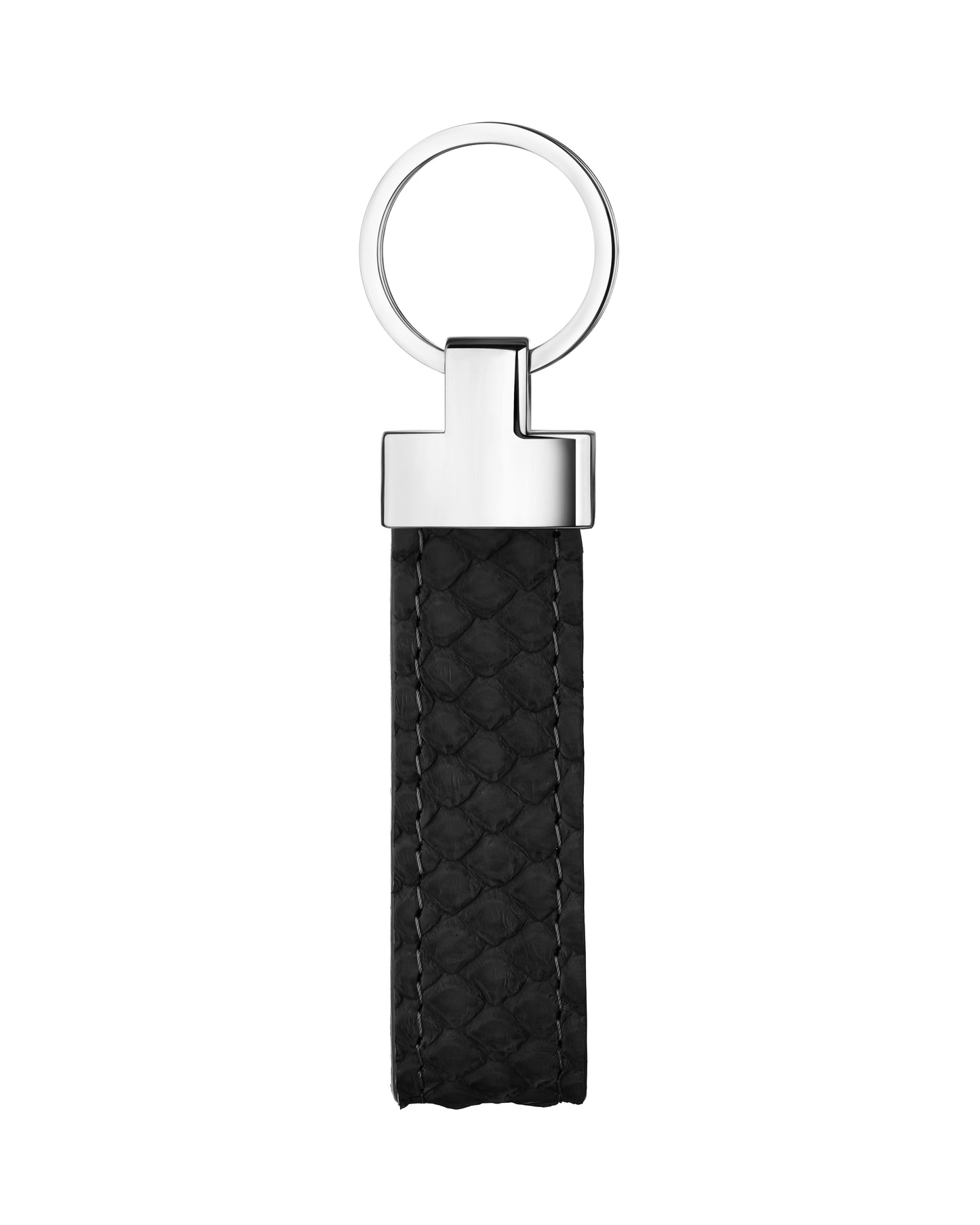 Black Python Leather Keychain