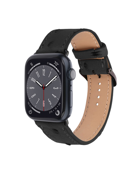 Ремінець Apple Watch зі шкіри страуса темно-синього кольору