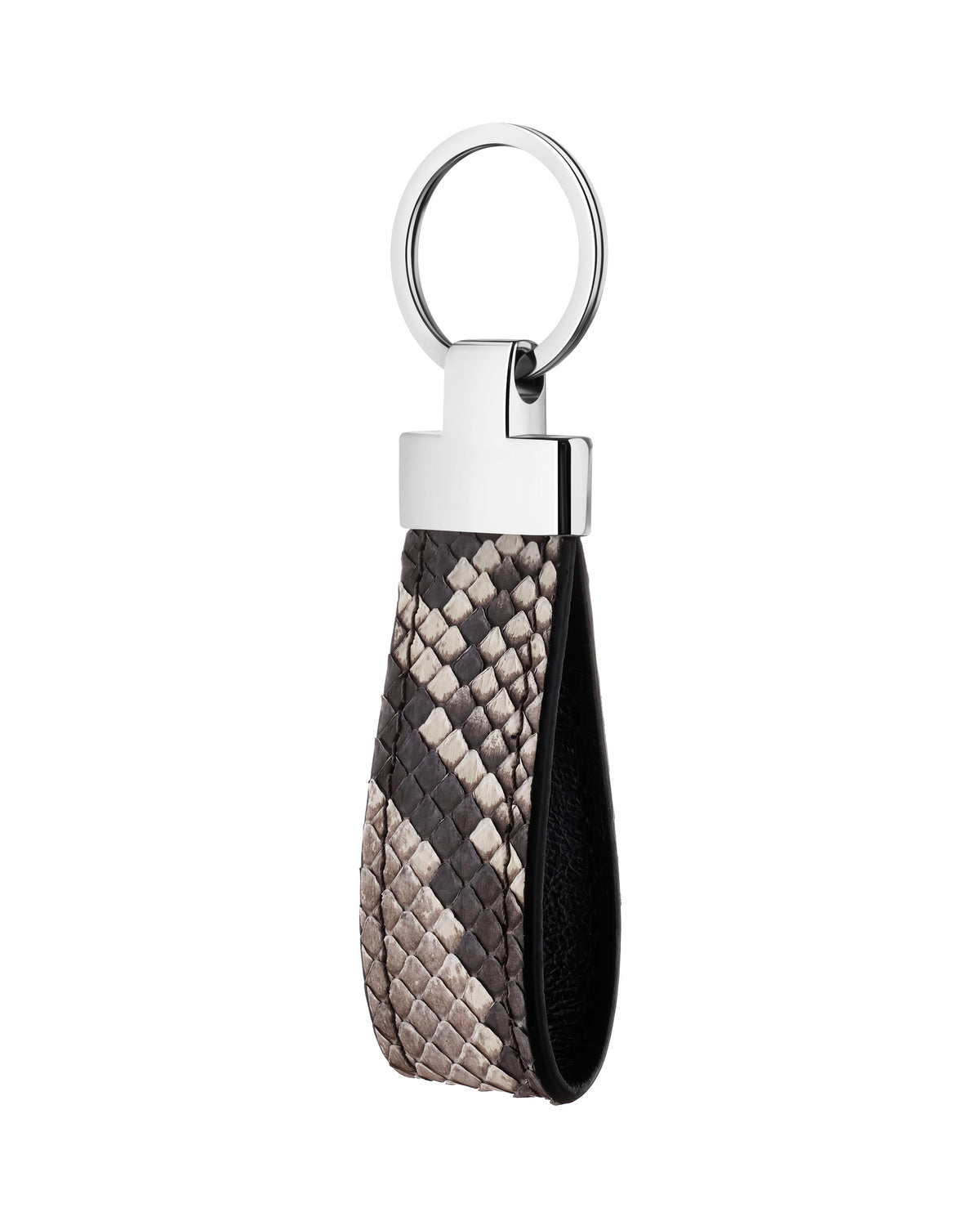 Black & White Python Leather Keychain
