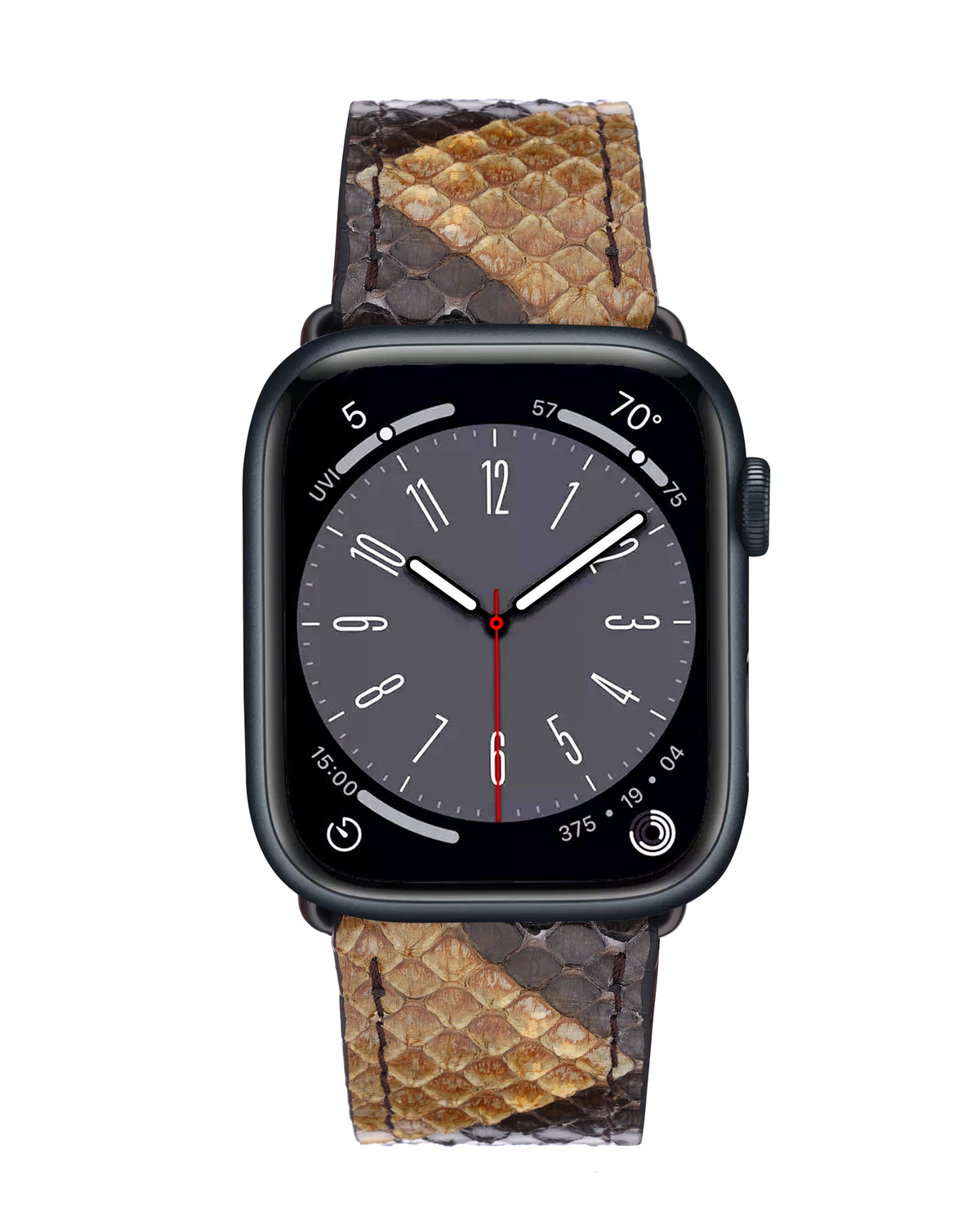 Gray-Yellow Python Leather Apple Watch Strap