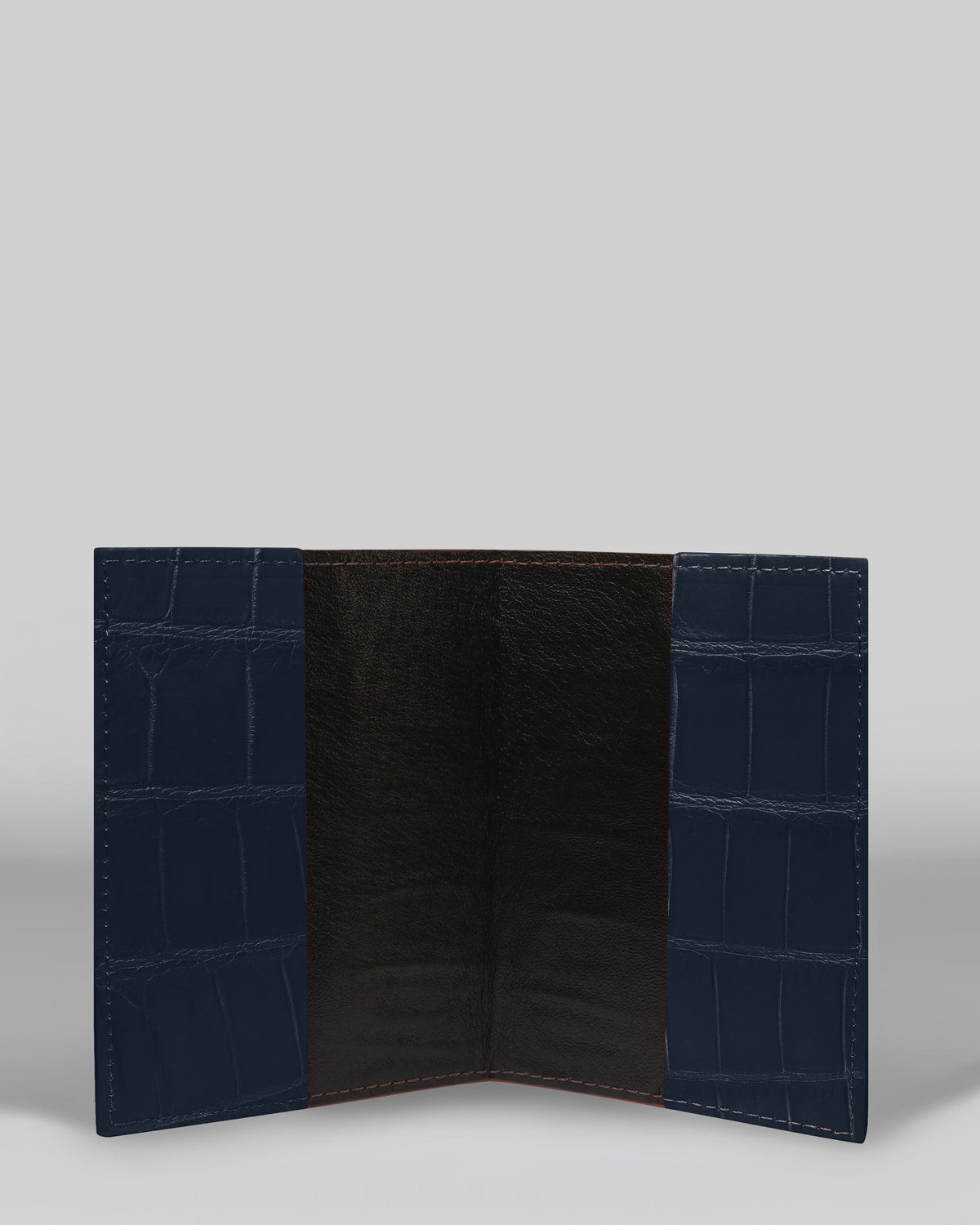 Navy Blue Crocodile Leather Passport Cover