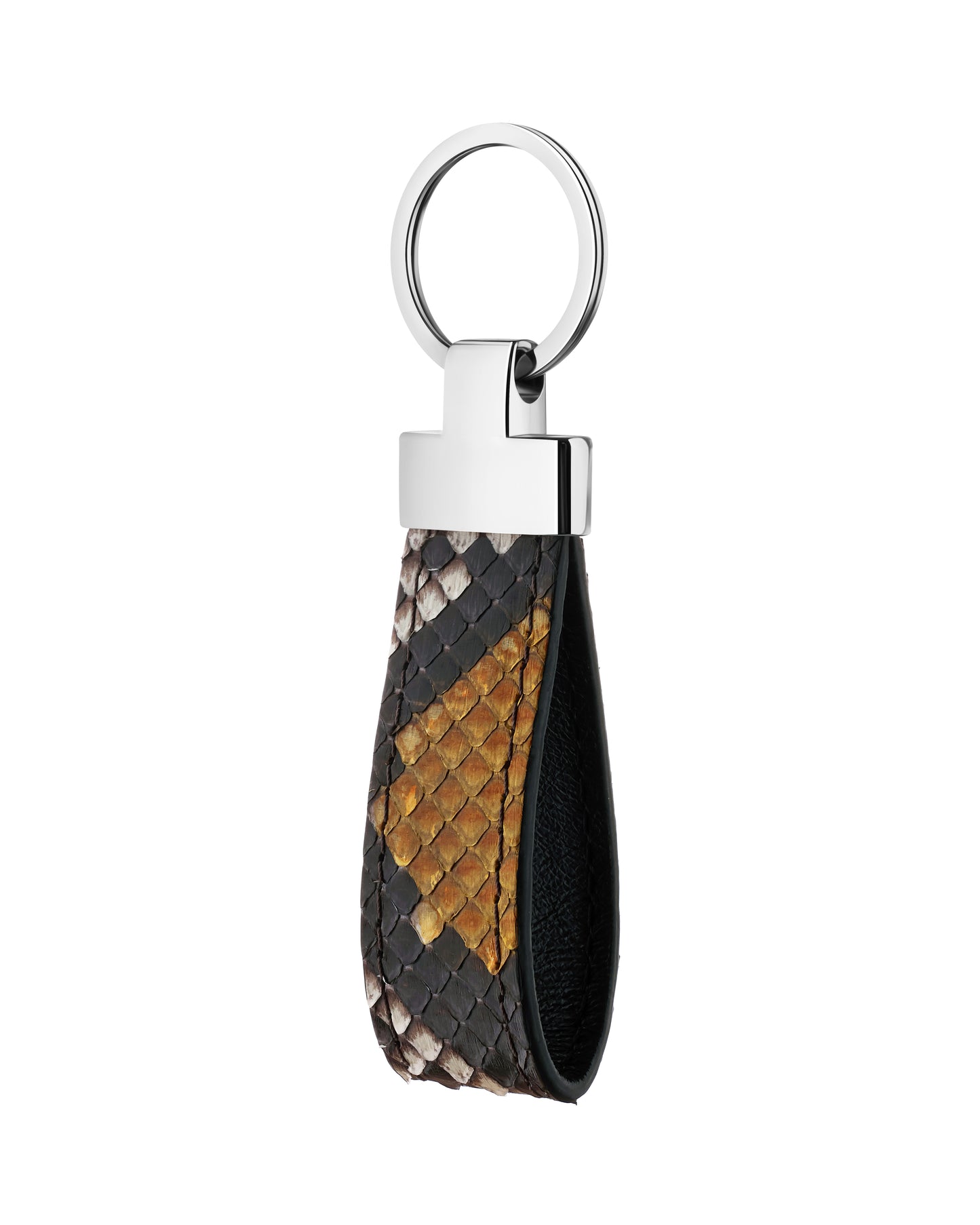 Gray-Yellow Python Leather Keychain