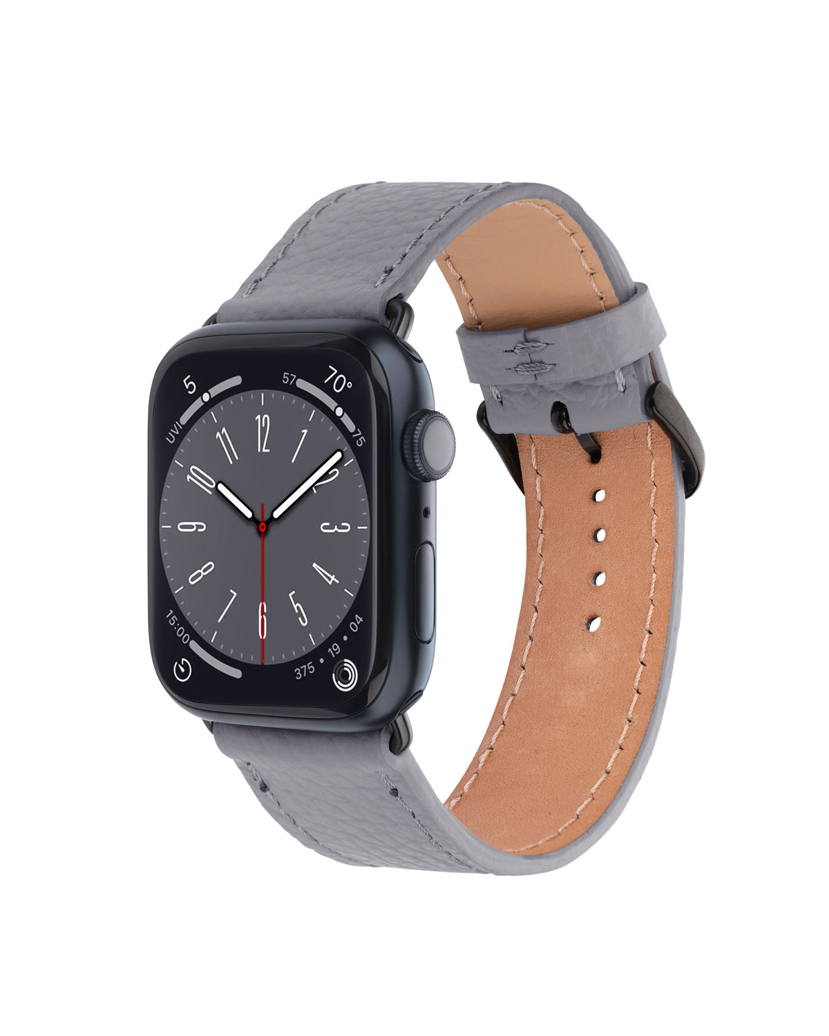 Grey Textured Calf Leather Apple Watch Strap