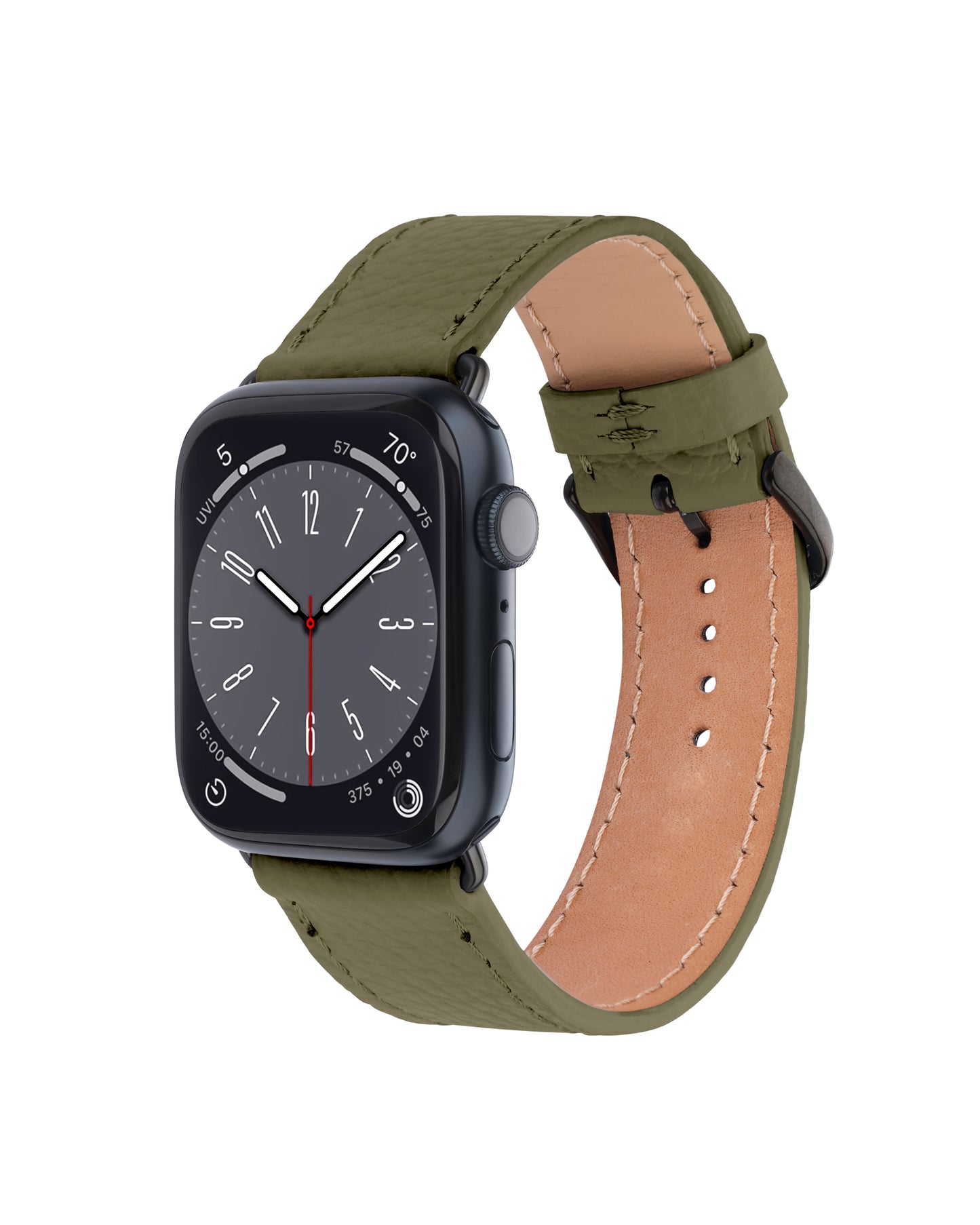 Ремінець Apple Watch із чорної текстурованої телячої шкіри