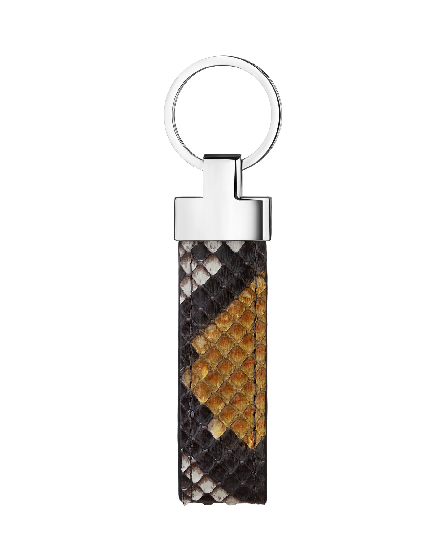 Gray-Yellow Python Leather Keychain