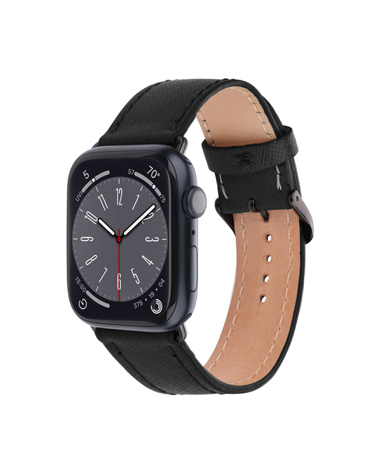 Black Saffiano Leather Apple Watch Strap