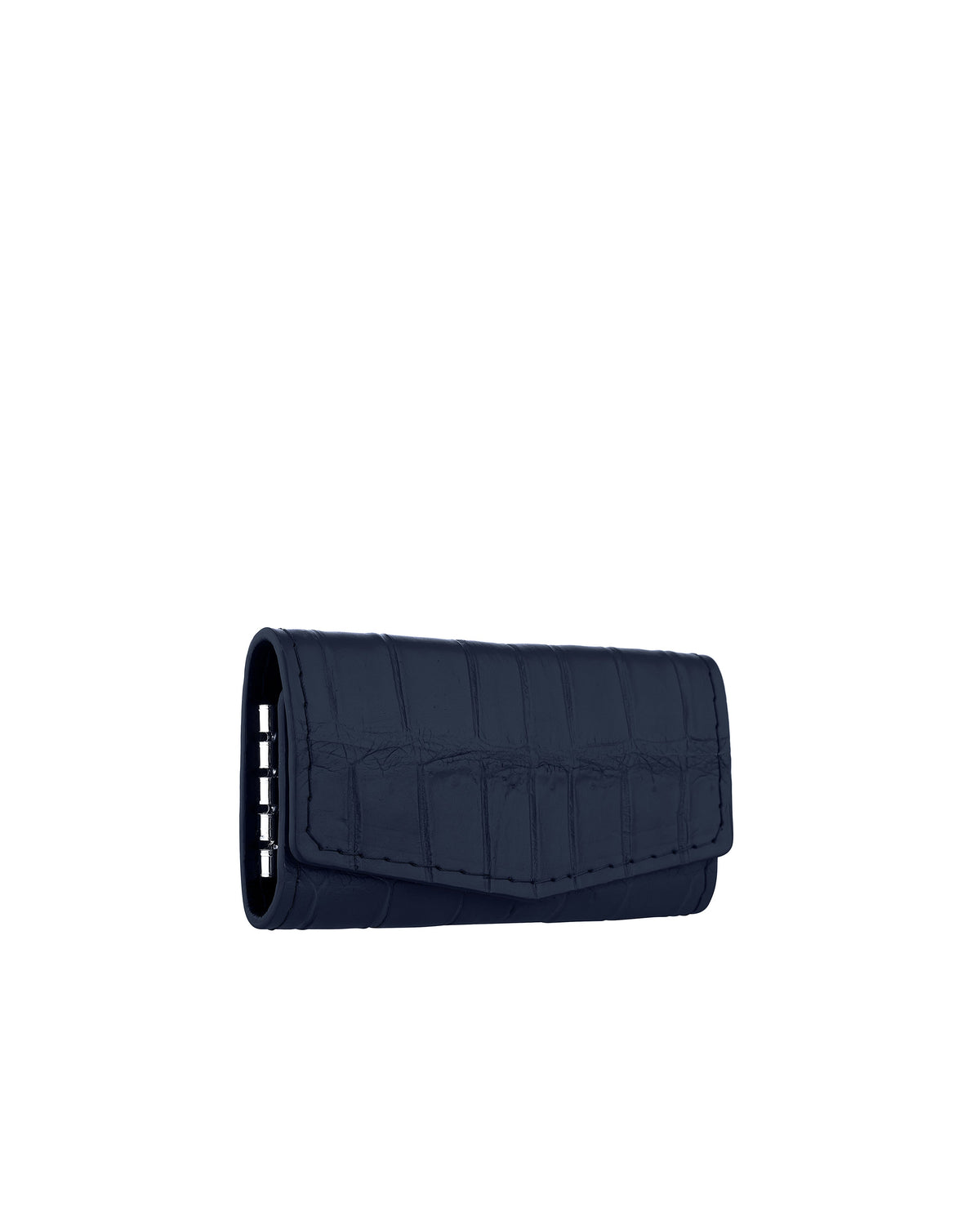 Navy Blue Crocodile Leather Key Holder