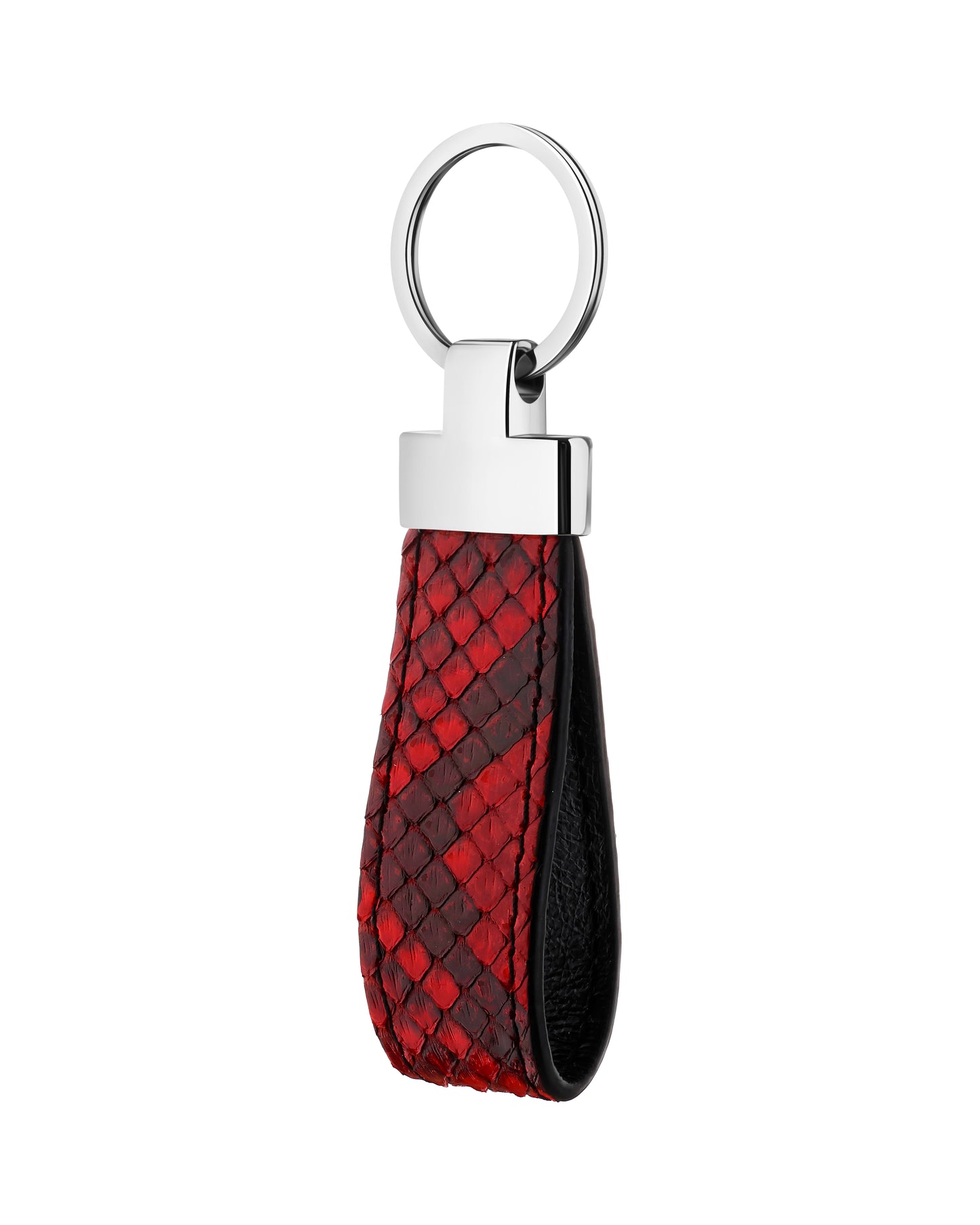 Red Python Leather Keychain