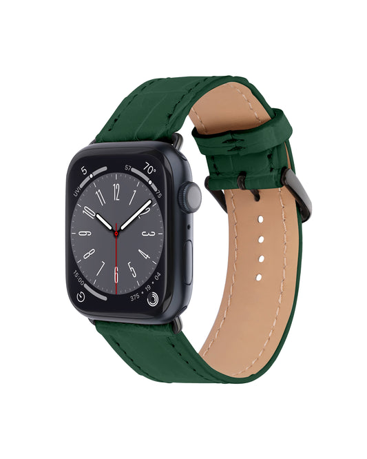 Темно-зелений ремінець Apple Watch зі шкіри крокодила