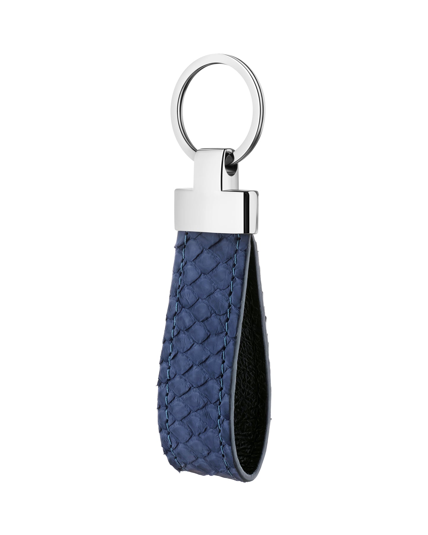 Blue Python Leather Keychain