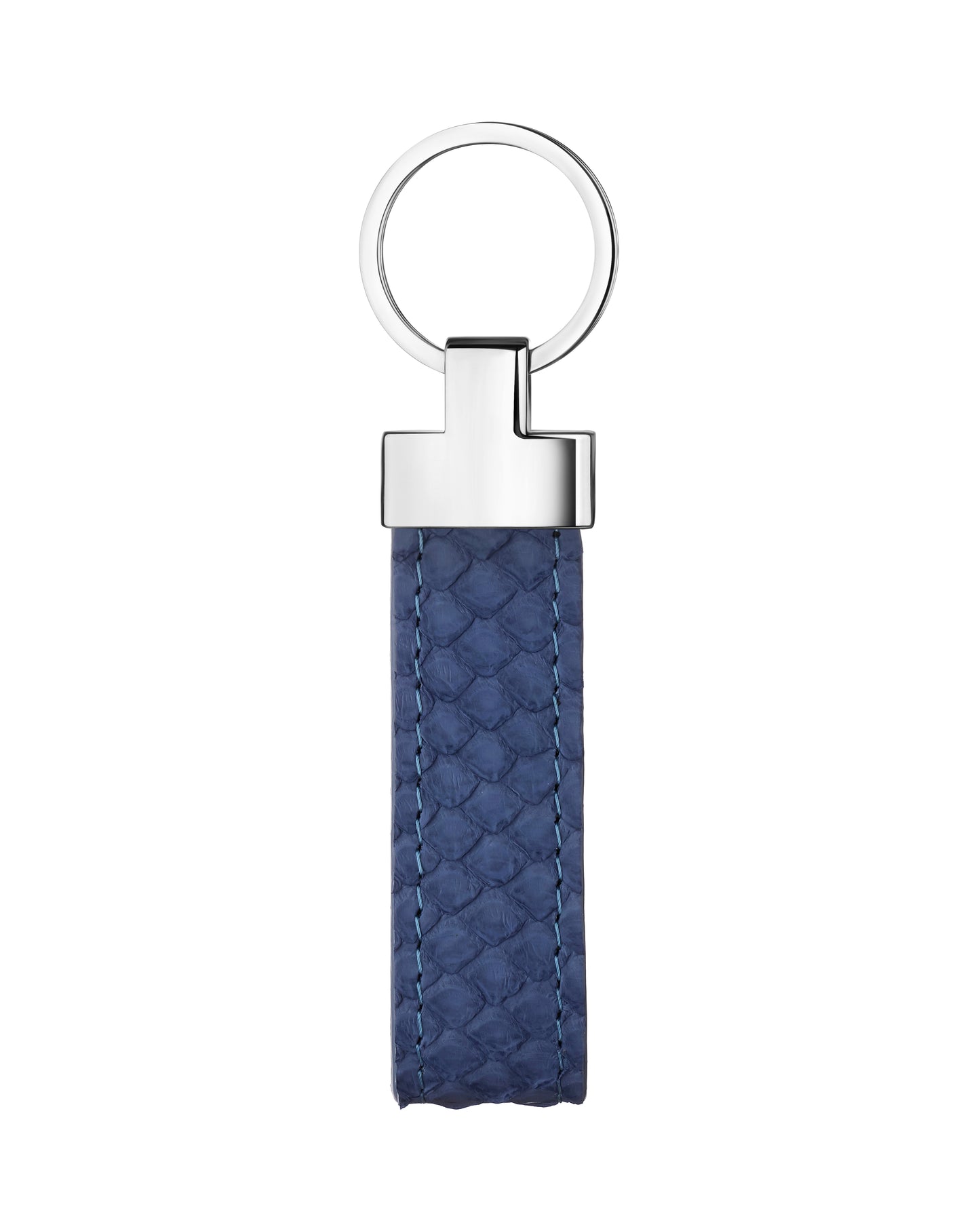 Blue Python Leather Keychain