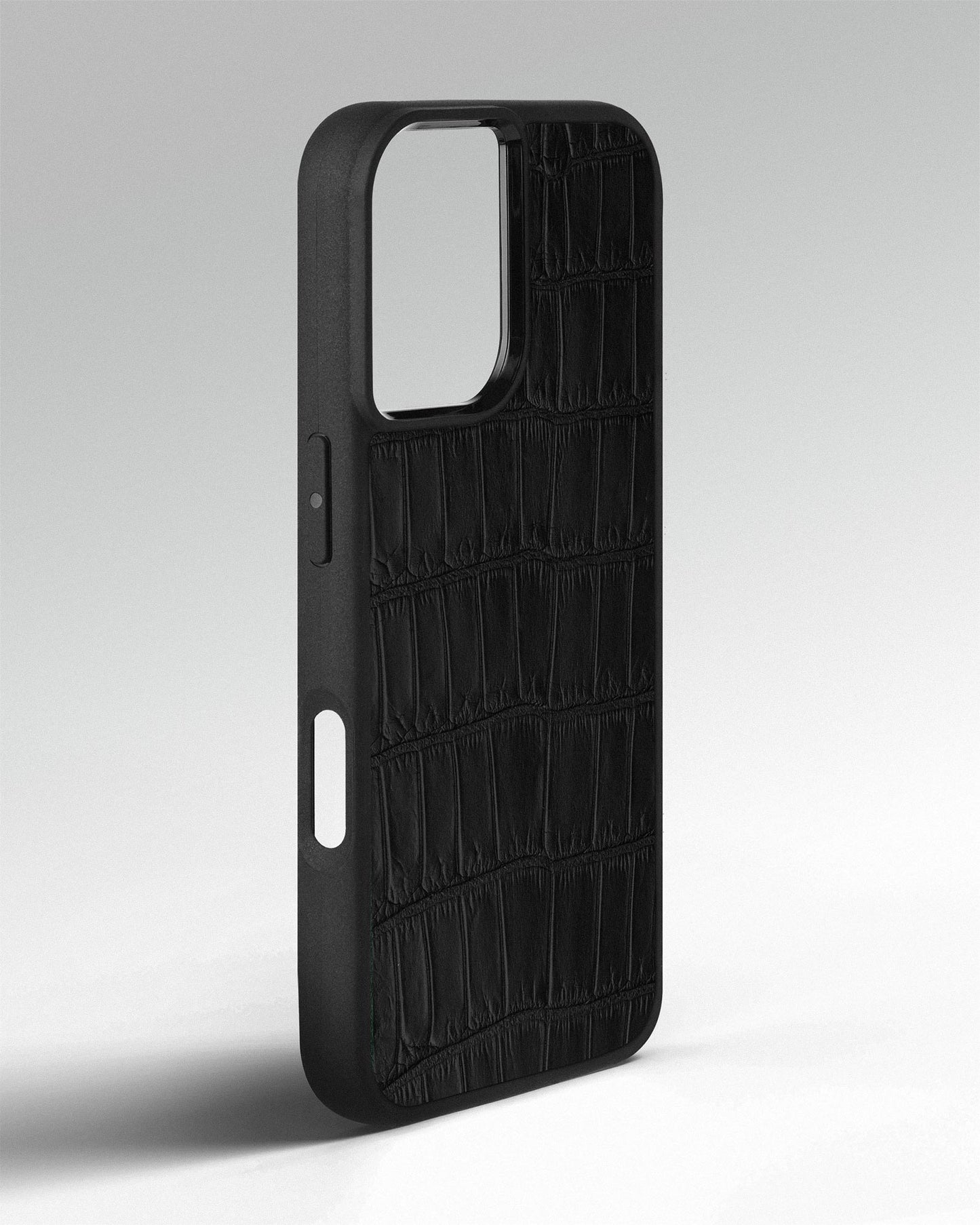 Black Crocodile Leather Sport Case for iPhone 16 Plus