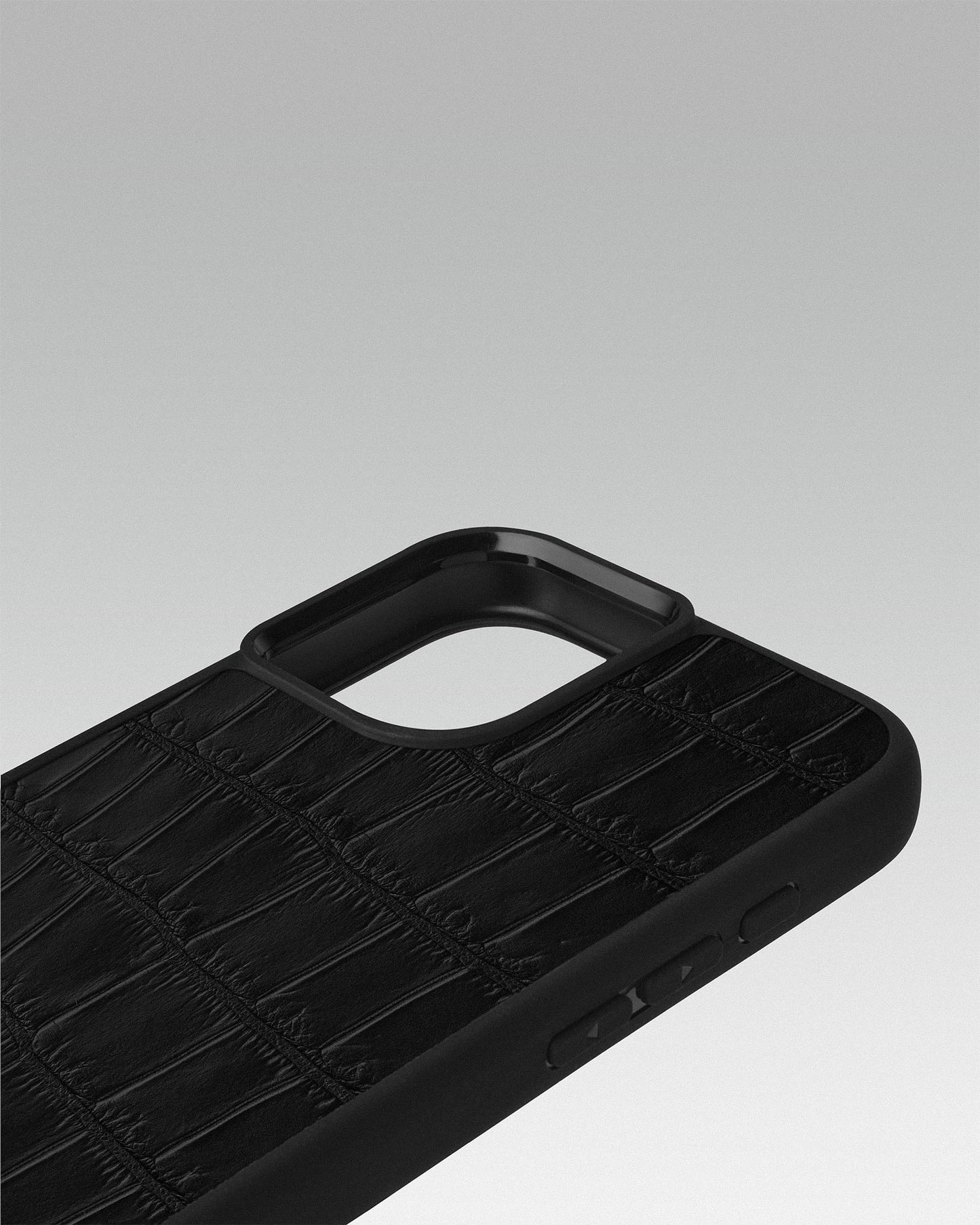 Black Crocodile Leather Sport Case for iPhone 16 Plus