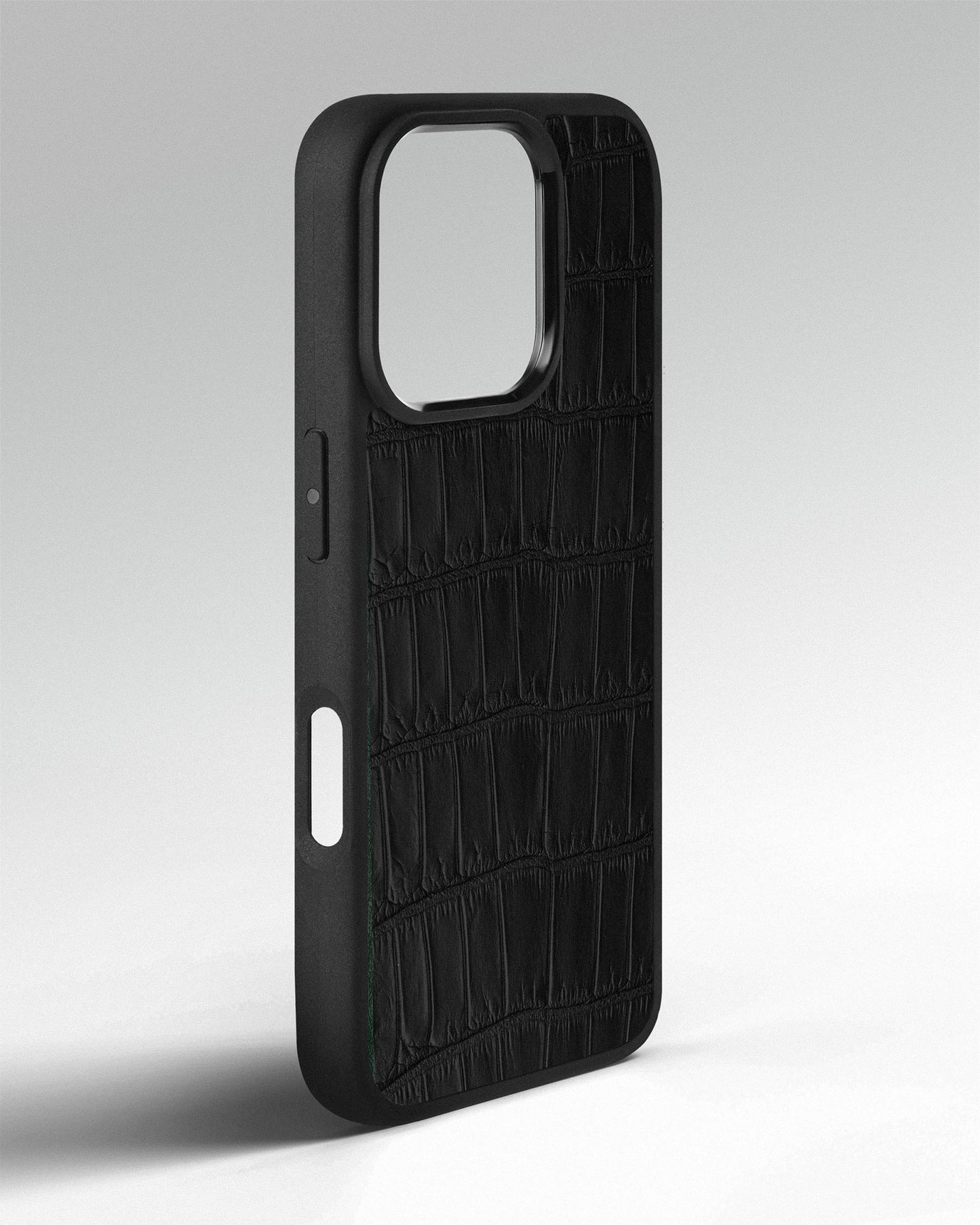 Black Crocodile Leather Sport Case for iPhone 16 Pro Max