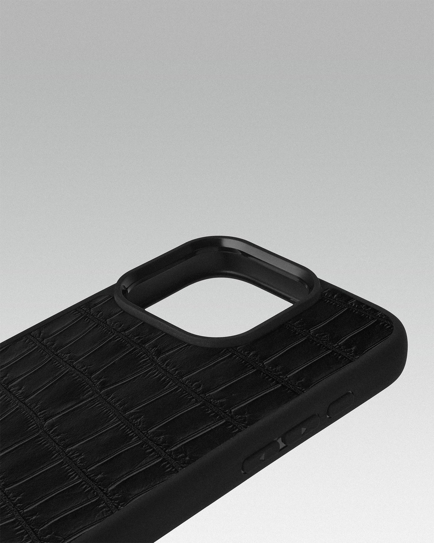 Black Crocodile Leather Sport Case for iPhone 16 Pro Max