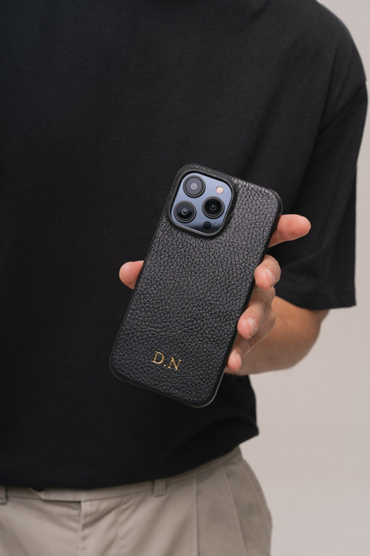 Black Leather Case for iPhone 16 Plus