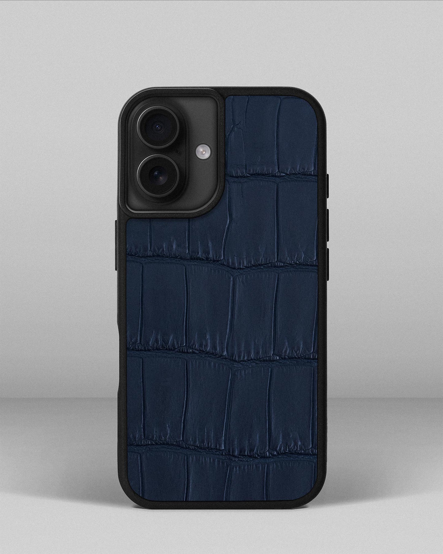 Navy Blue Crocodile Leather Sport Case for iPhone 16