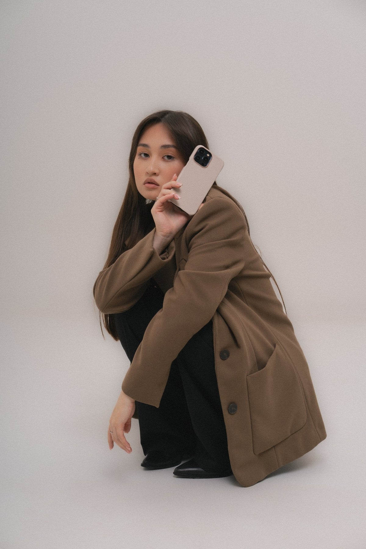 Beige Leather Case for iPhone 16 Pro