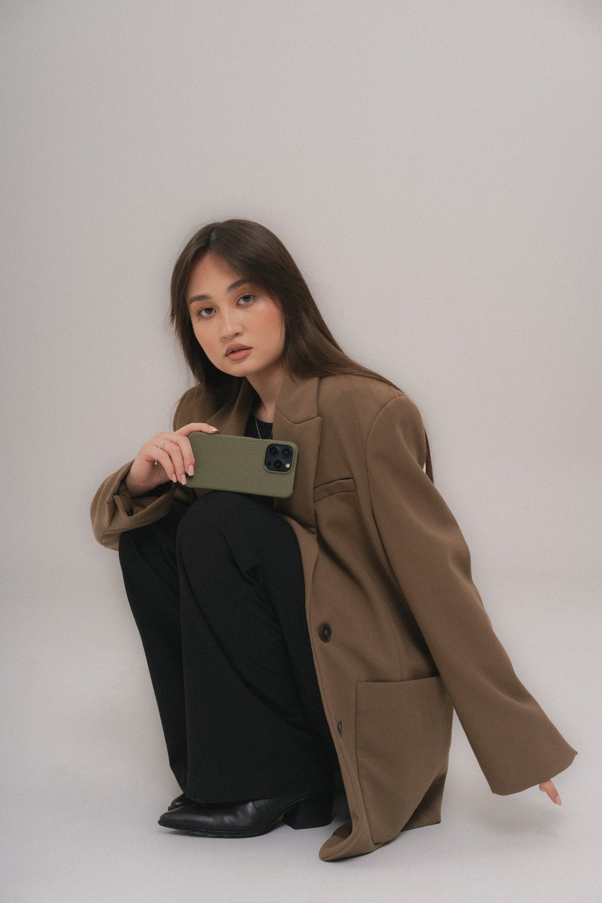Dark Green Leather Case for iPhone 16 Pro Max