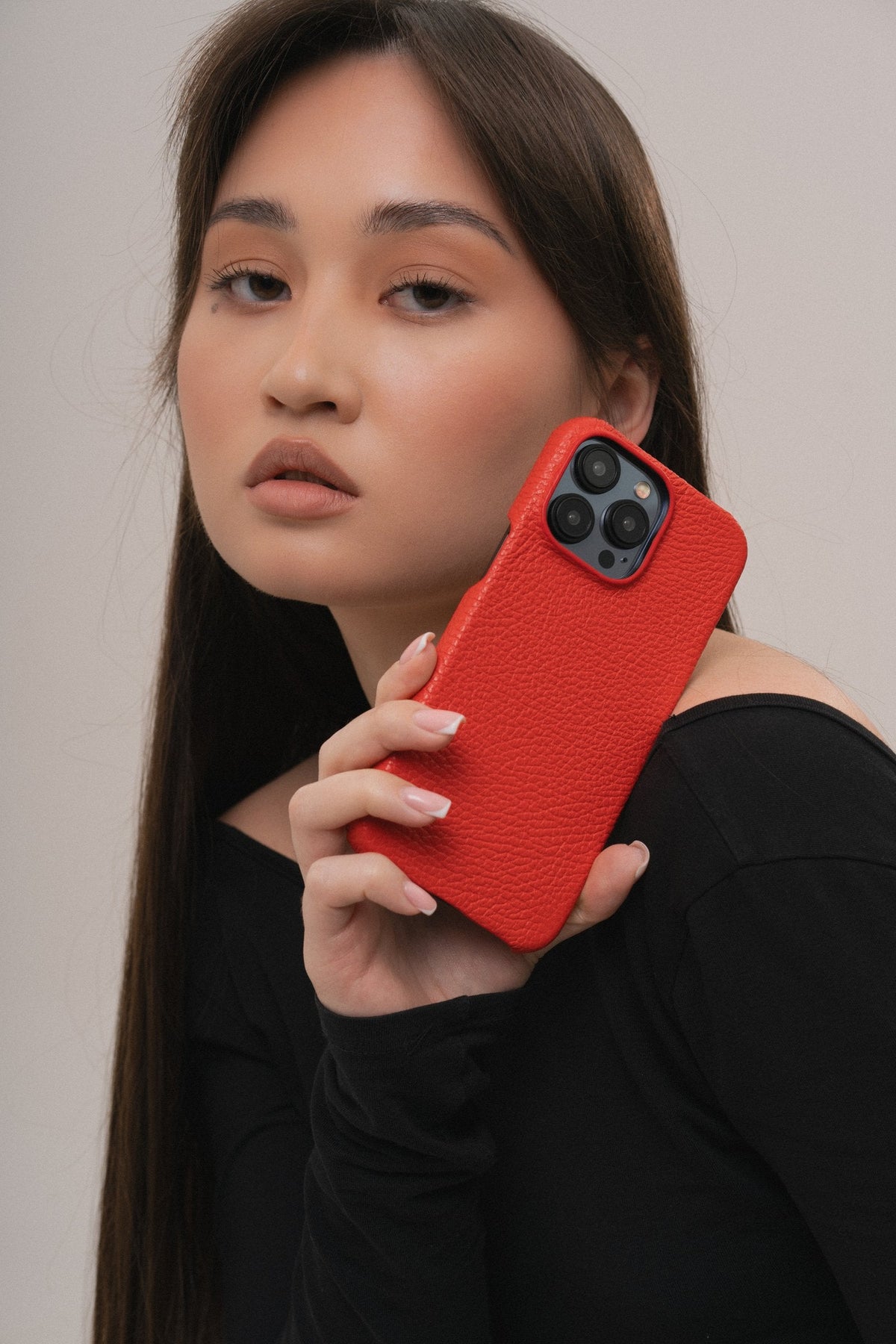 Red Leather Case for iPhone 16