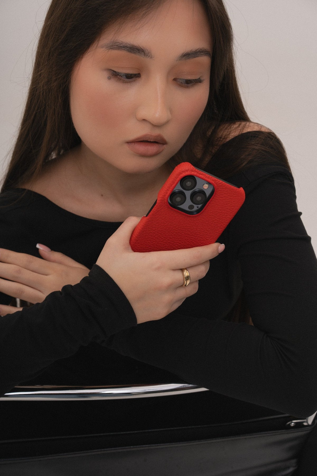 Red Leather Case for iPhone 16 Plus