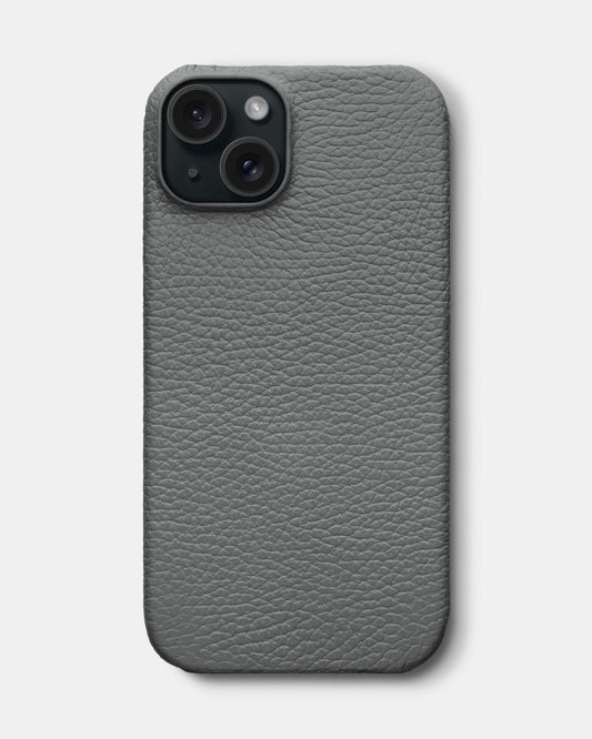 Gray Leather Case for iPhone 15 Plus