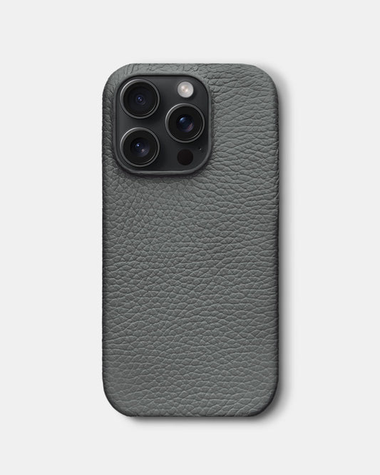 Gray Leather Case for iPhone 15 Pro