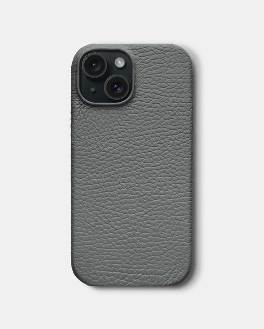 Gray Leather Case for iPhone 15