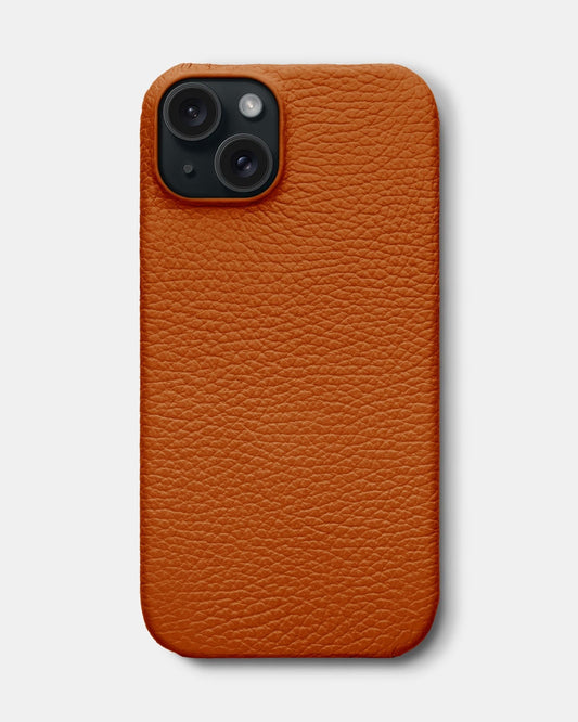 Orange Leather Case for iPhone 16 Plus