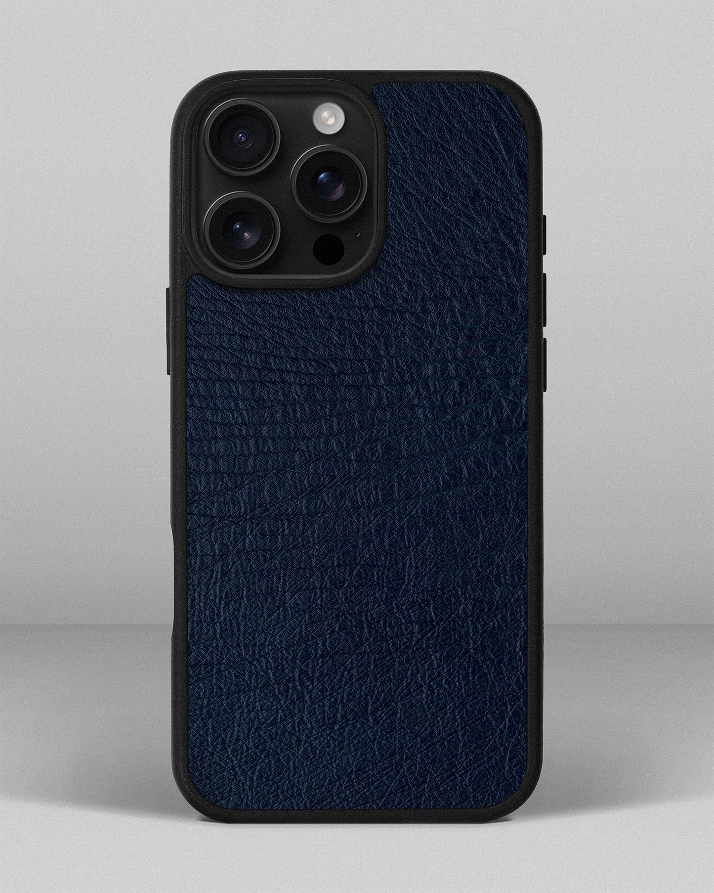 iPhone 16 Pro Max Navy Blue Follicle-free Ostrich Leather Case