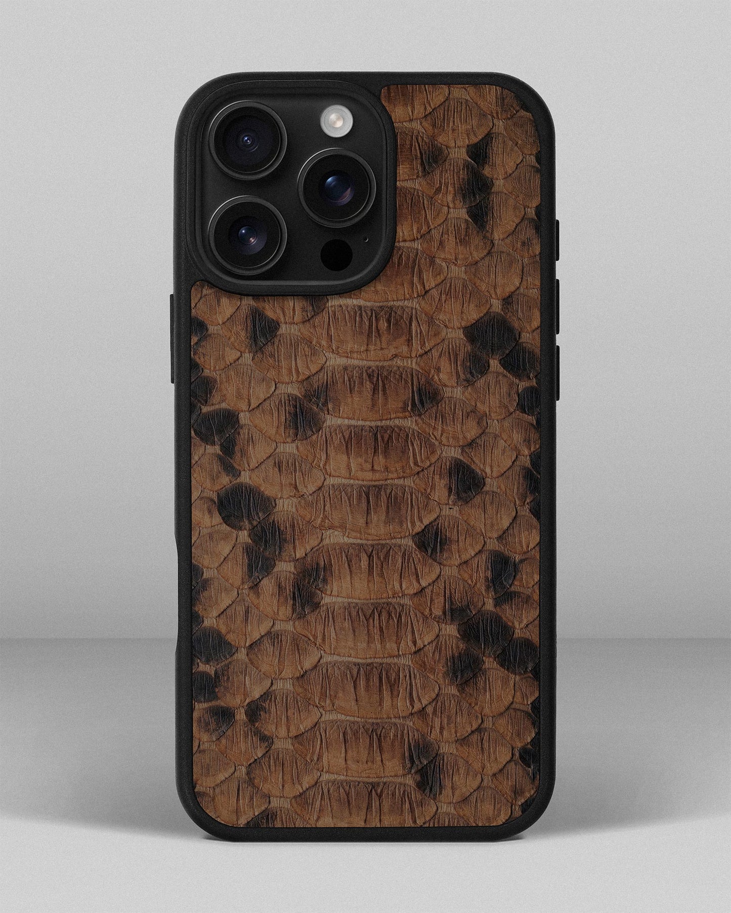 Tobacco Python Leather Sport Case for iPhone 16 Pro Max