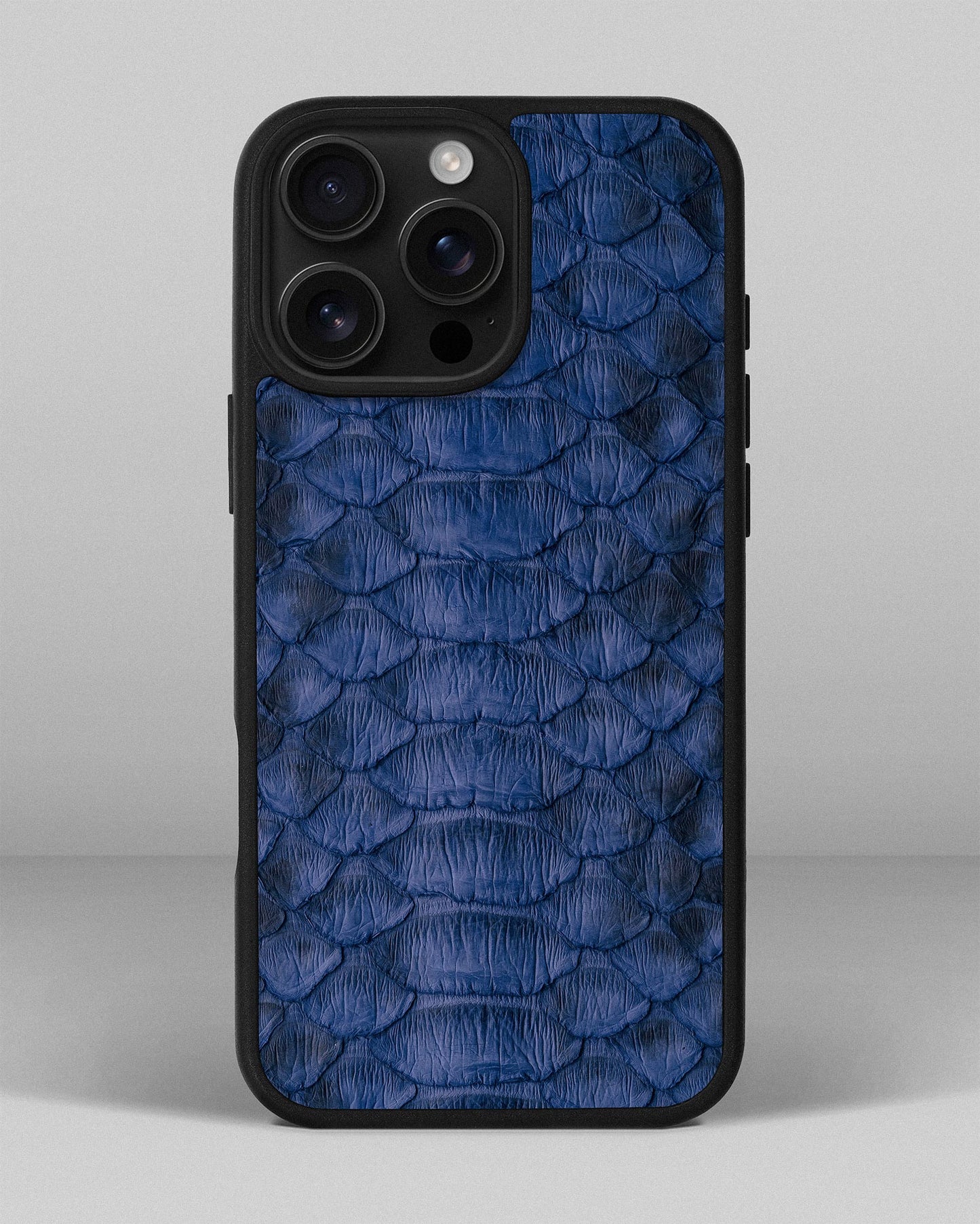 Steel Blue Python Leather Sport Case for iPhone 16 Pro Max