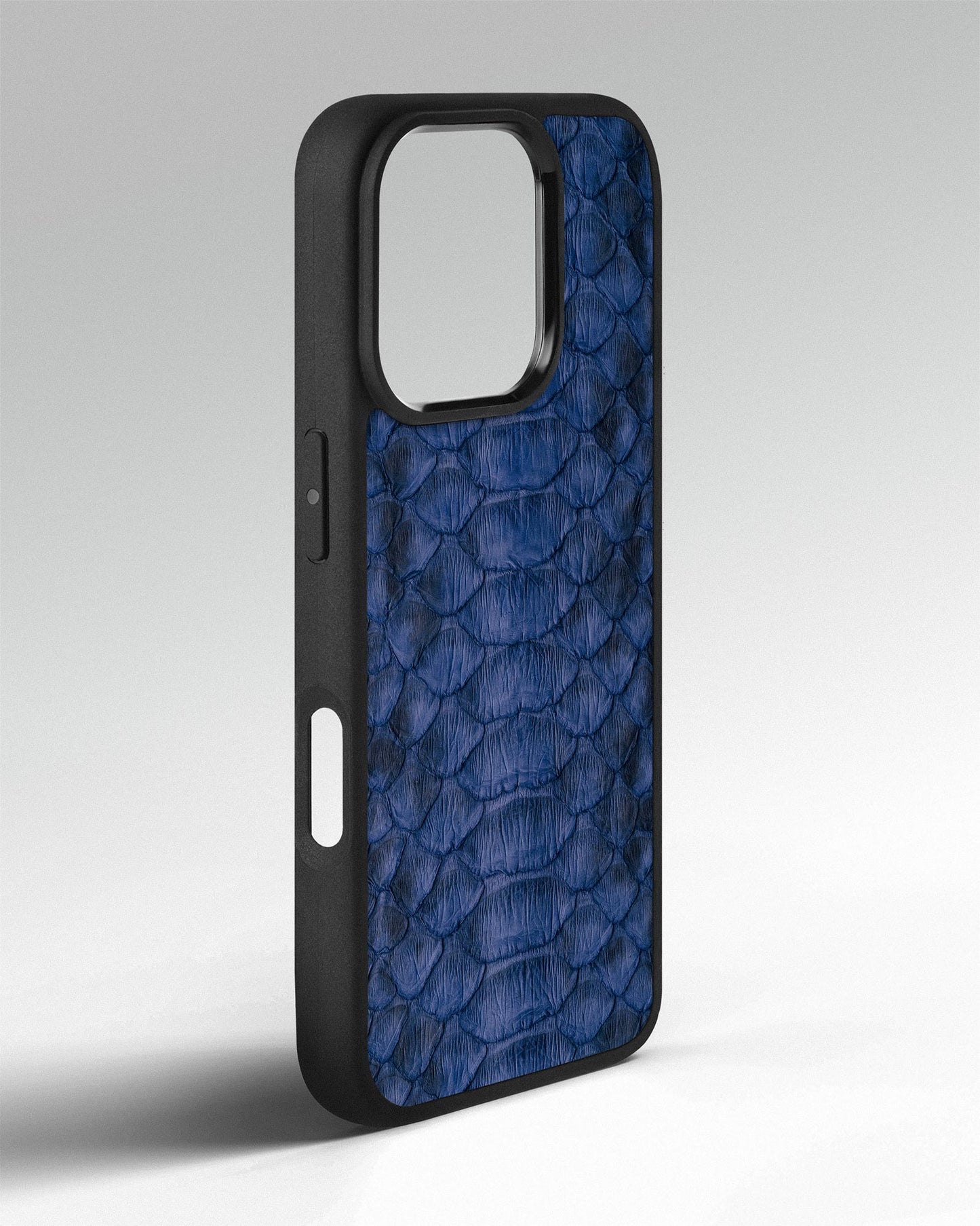 Steel Blue Python Leather Sport Case for iPhone 16 Pro Max