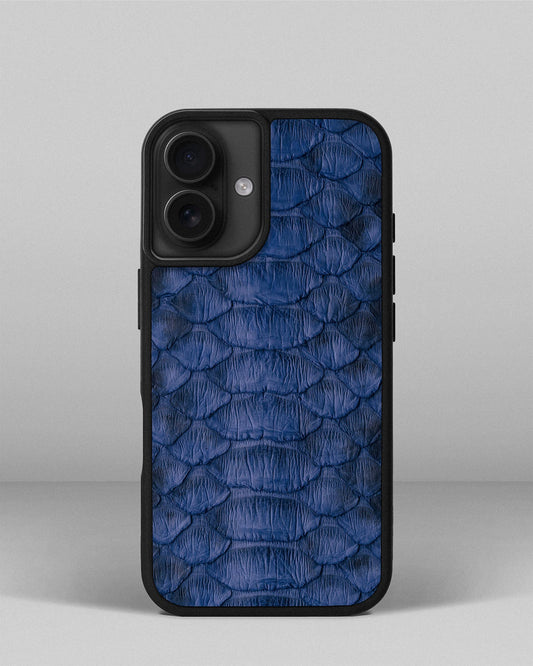 Шкіряний спортивний чохол Steel Blue Python для iPhone 16