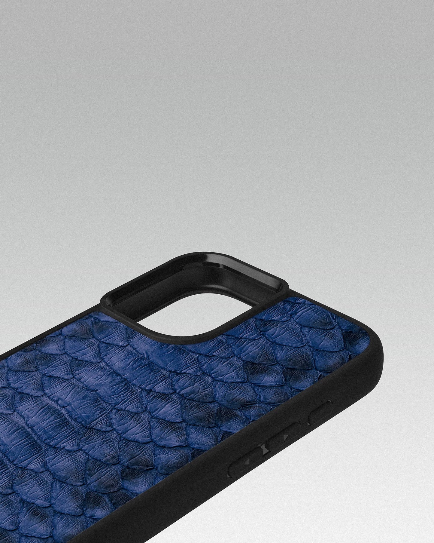 Steel Blue Python Leather Sport Case for iPhone 16 Plus