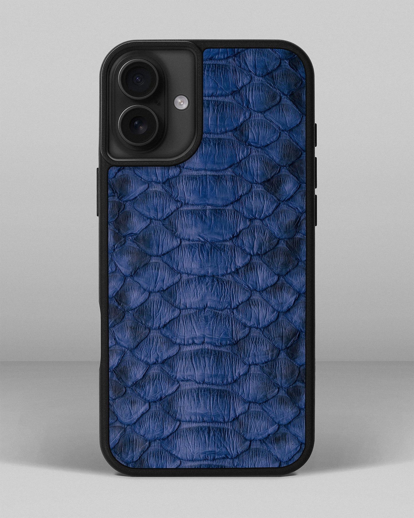 Steel Blue Python Leather Sport Case for iPhone 16 Plus