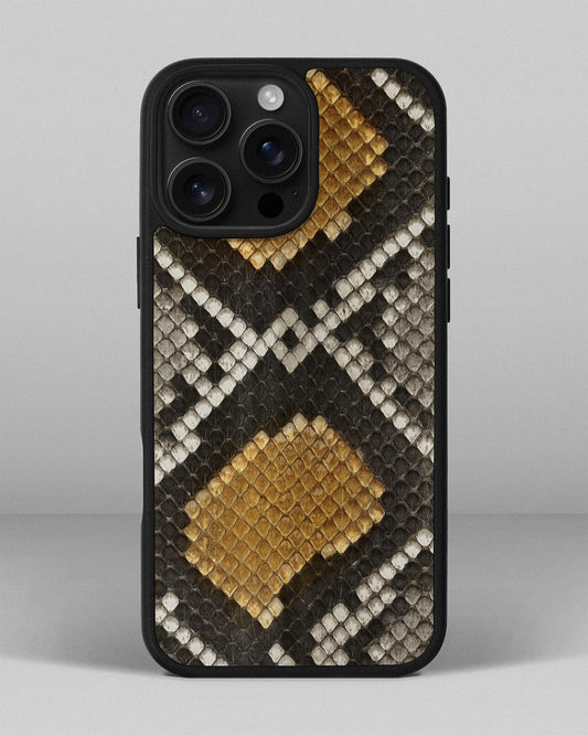 Gray & Yellow Python Skin Sport Case for iPhone 16 Pro Max