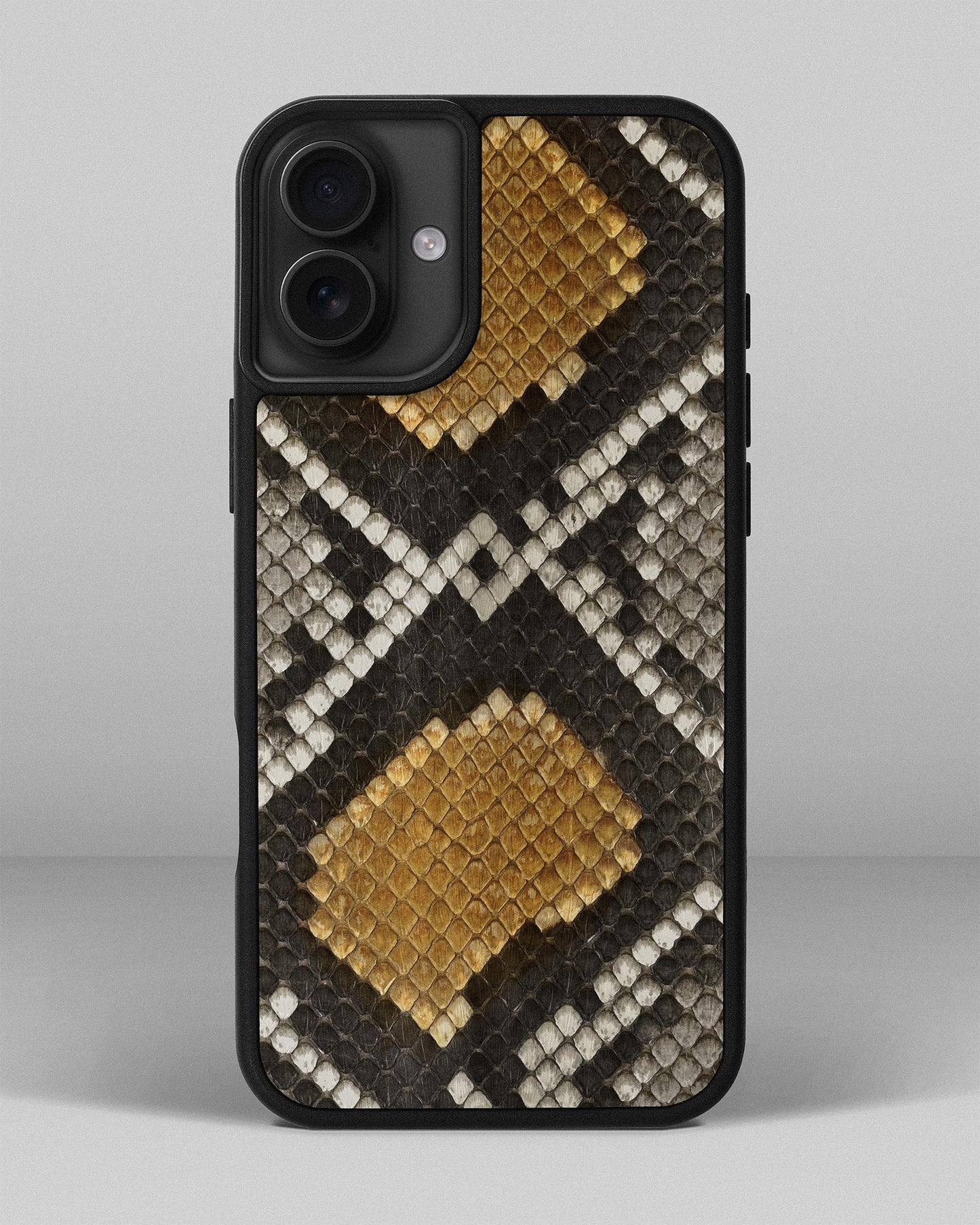 Gray & Yellow Python Skin Sport Case for iPhone 16 Plus