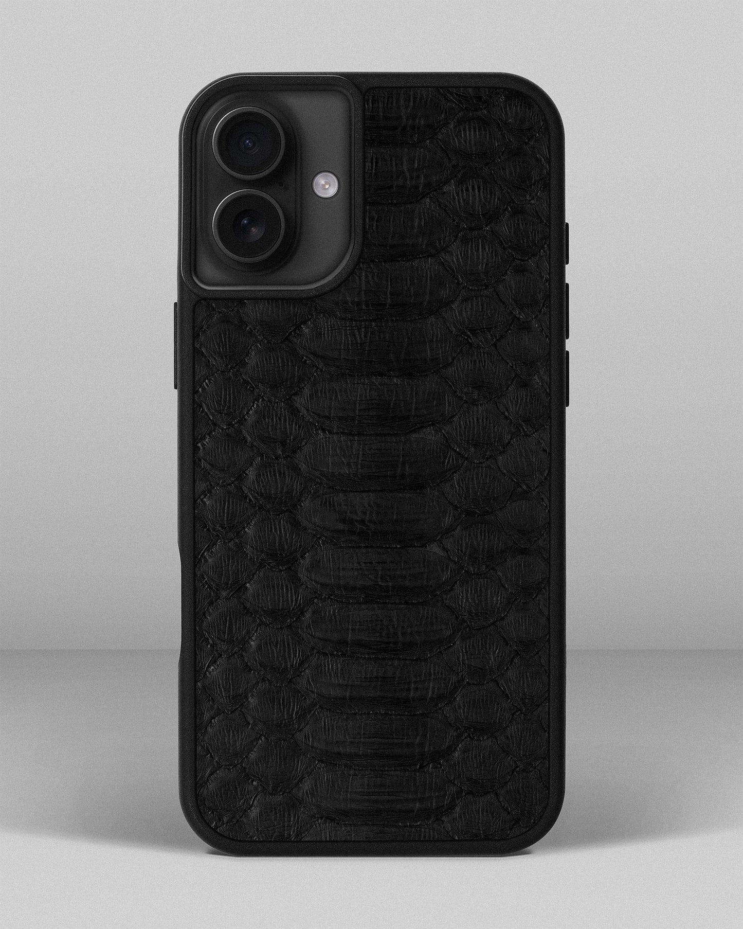 Black Python Leather Sport Case for iPhone 16 Plus