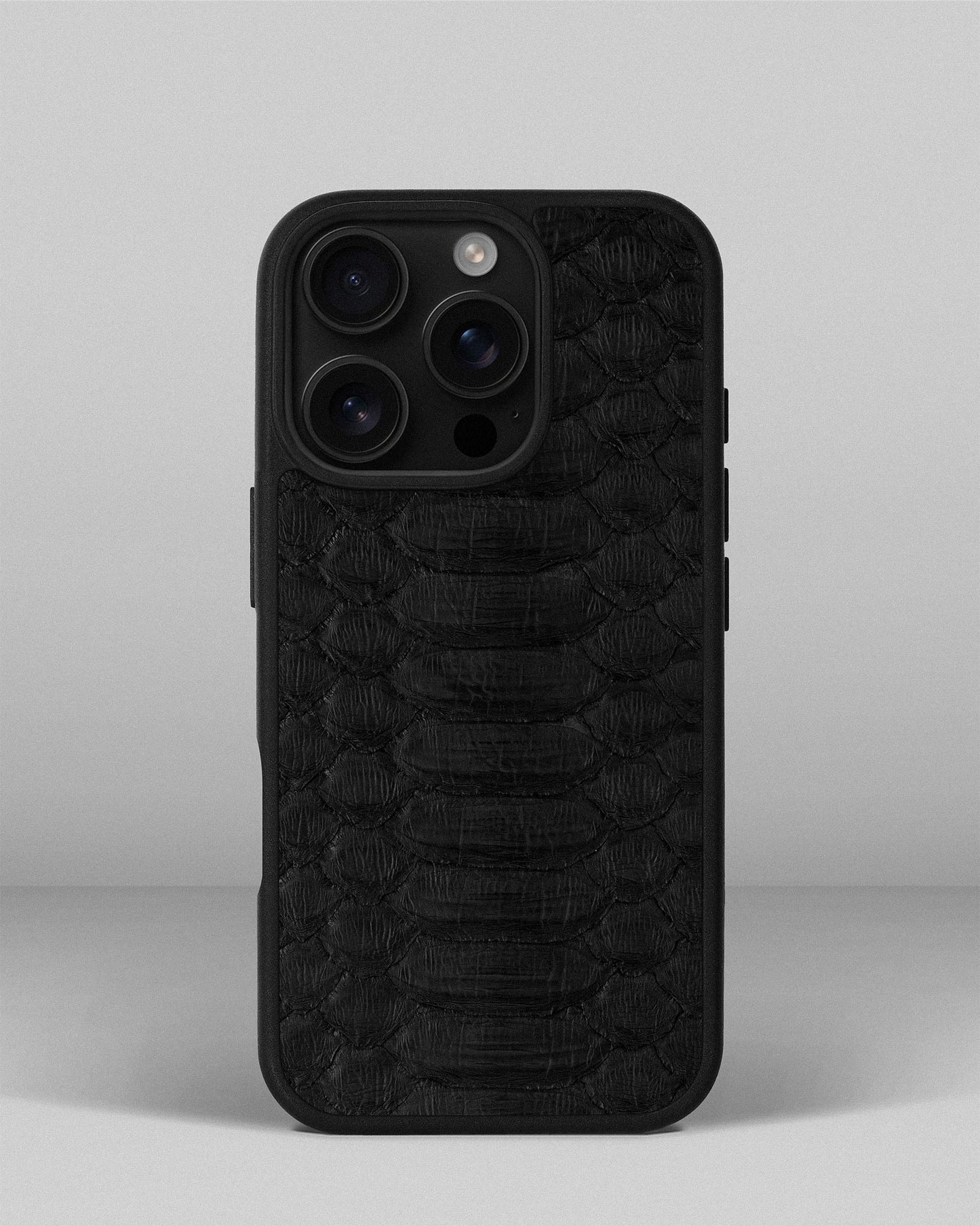 Black Python Leather Sport Case for iPhone 16 Pro