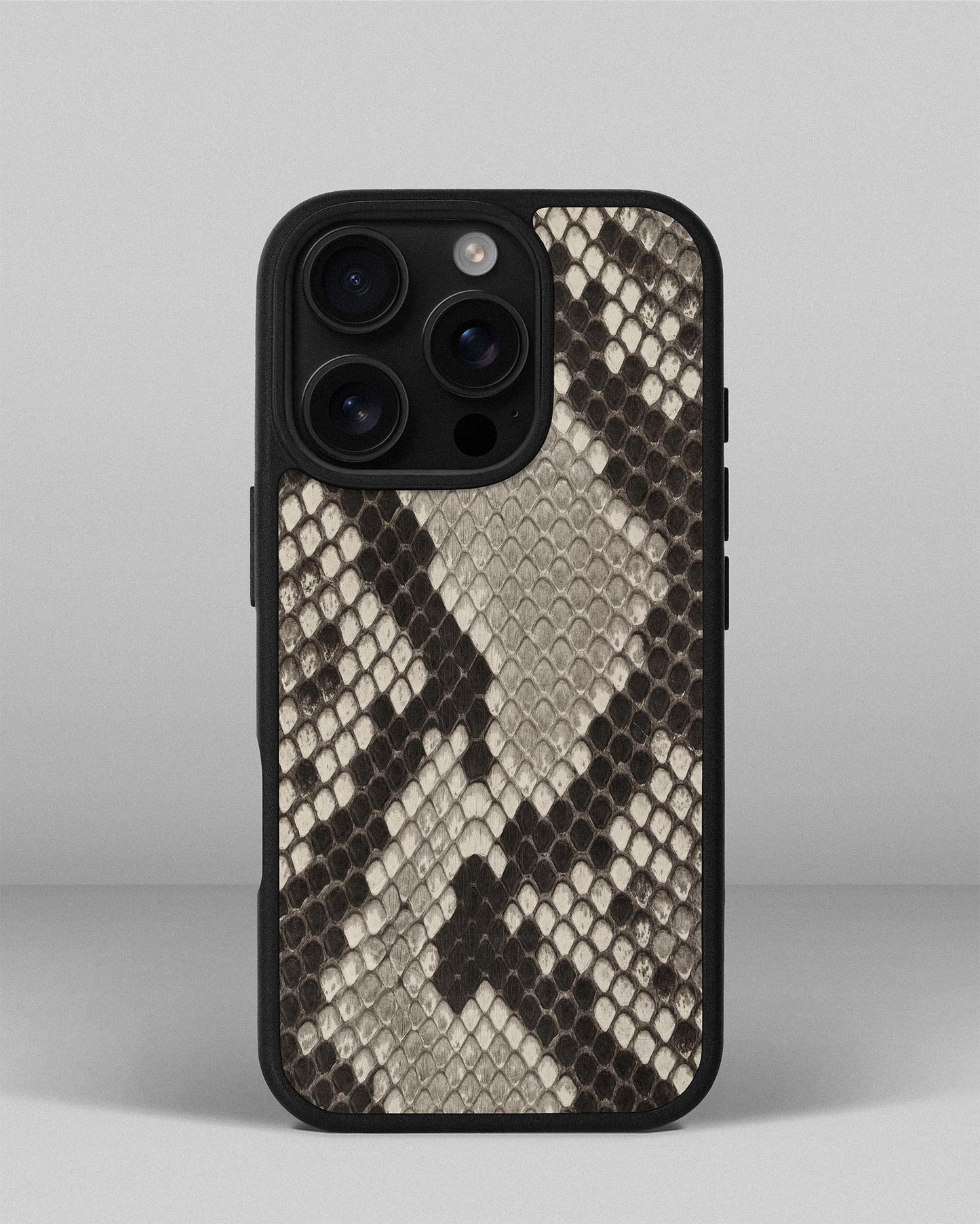 Black & White Python Skin Sport Case for iPhone 16 Pro