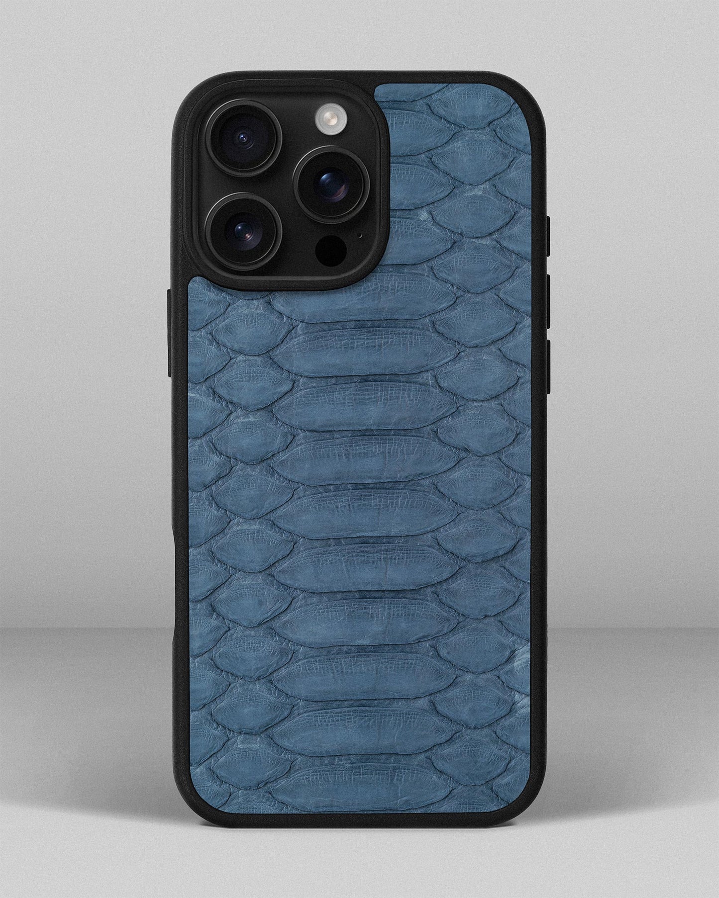 Light Blue Python Leather Sport Case for iPhone 16 Pro Max