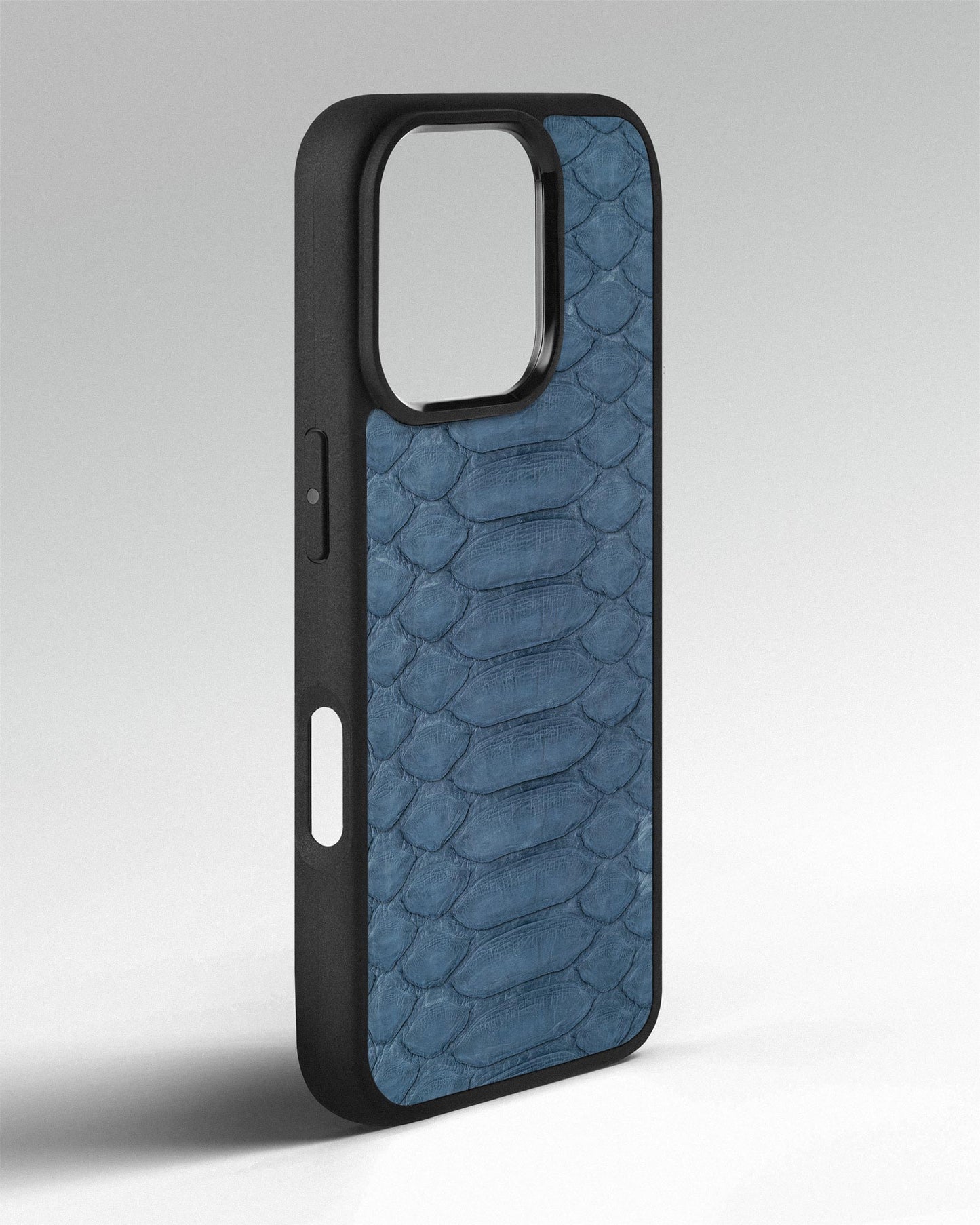 Light Blue Python Leather Sport Case for iPhone 16 Pro Max