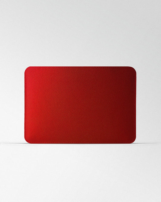Minimalist MacBook Sleeve in Red Floater Leather