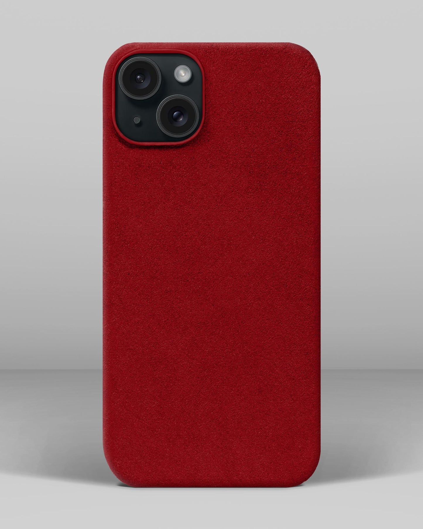 Red Alcantara Case for iPhone 15 Plus