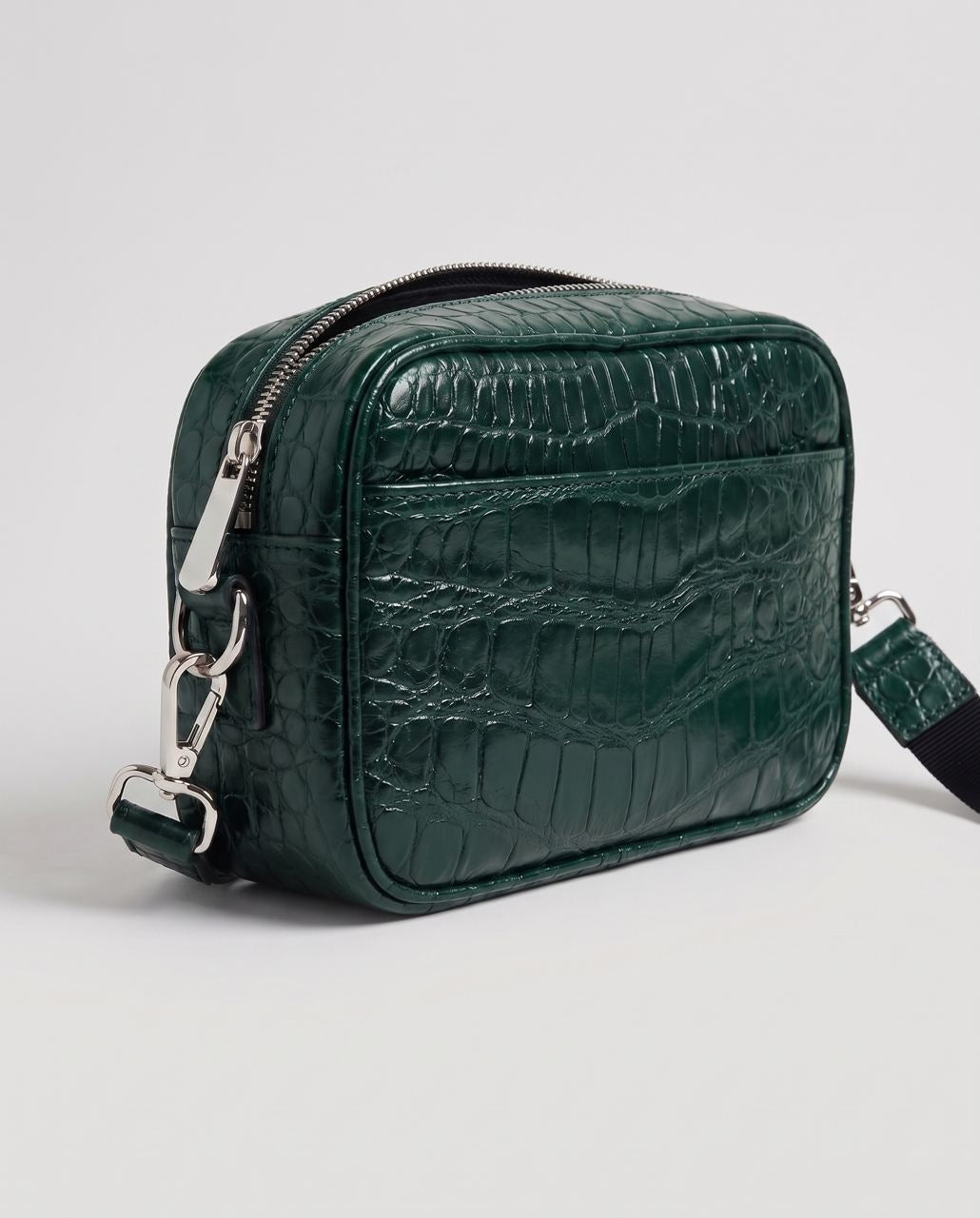 Dark Green Crocodile Leather Crossbody Bag Reborn